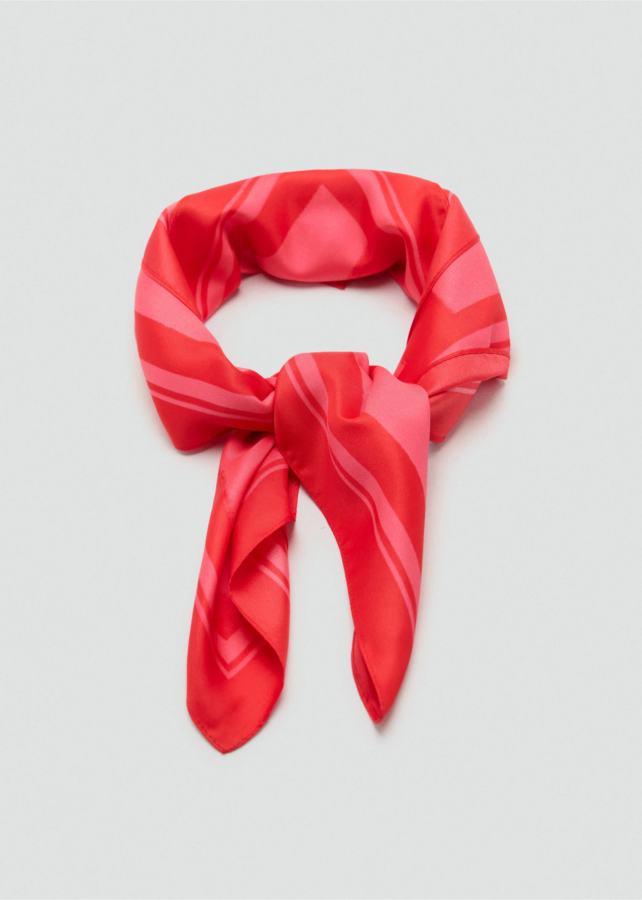 Striped printed scarf - Details of the article 1, Red. Ref: 17031149-00.