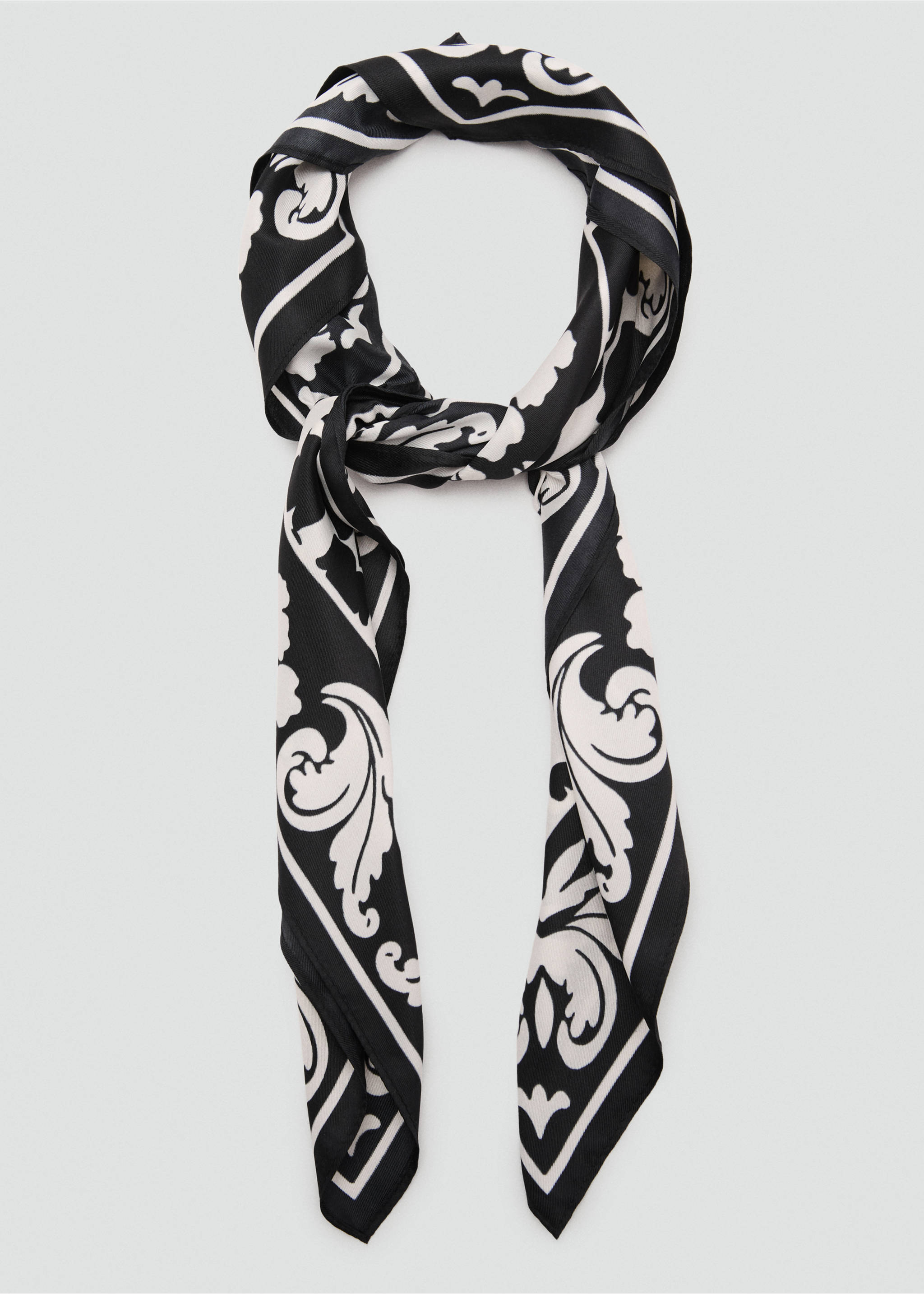 Bicolour printed scarf - Details of the article 1, Black. Ref: 17031150-00.