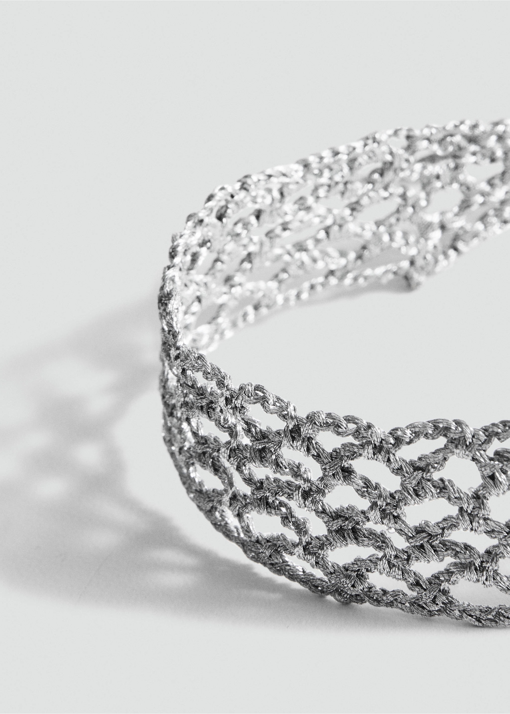 Lurex choker necklace - Medium plane, Silver. Ref: 17031151-00.