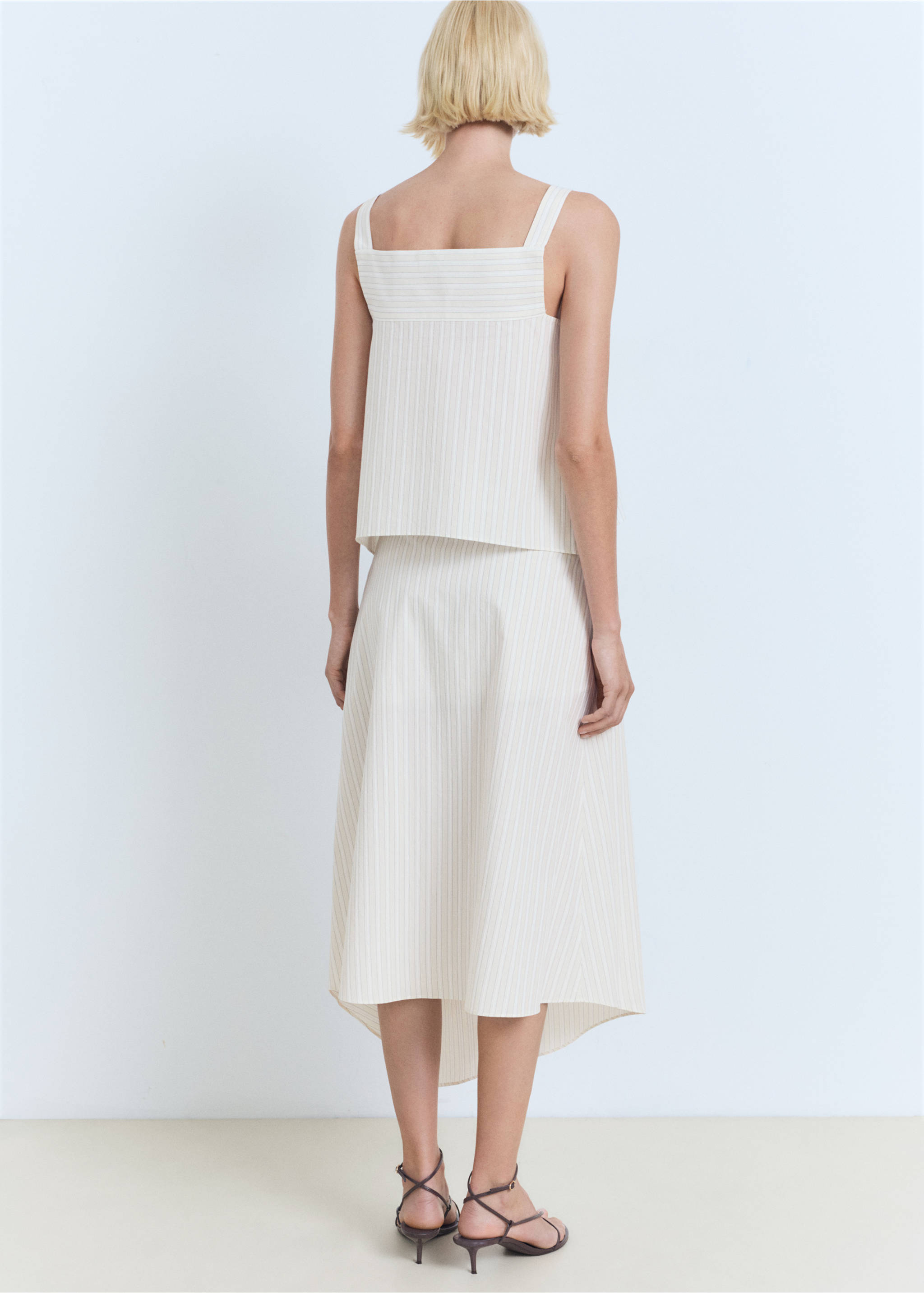 Striped strapless top - Reverse of the article, Ecru. Ref: 17031153-00.