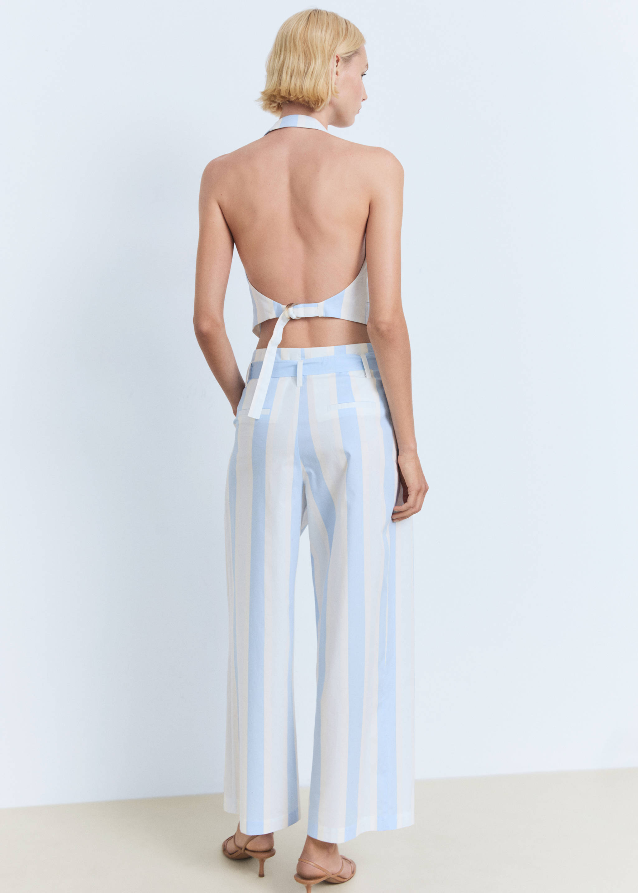 Pantalons culotte ratlles cinturó - Revers de l'article