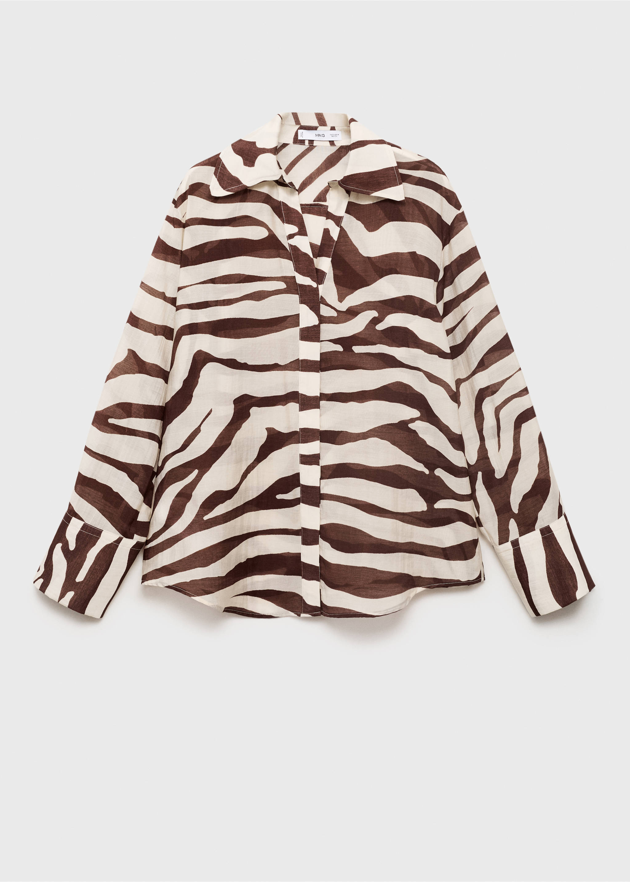 Flowy zebra printed shirt - Article without model, Ecru. Ref: 17031159-00.