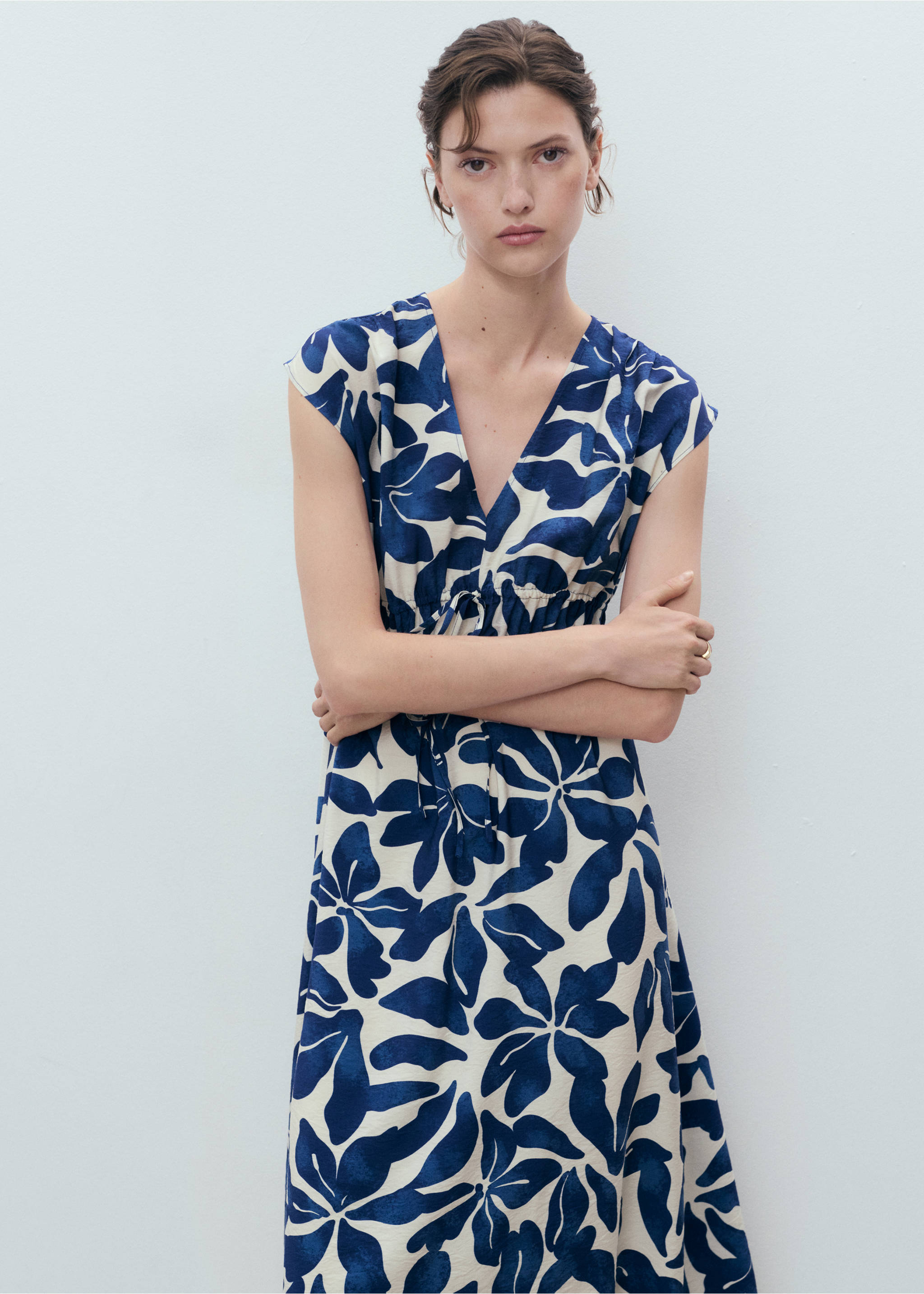 Long printed dress - Medium plane, Blue. Ref: 17031161-00.