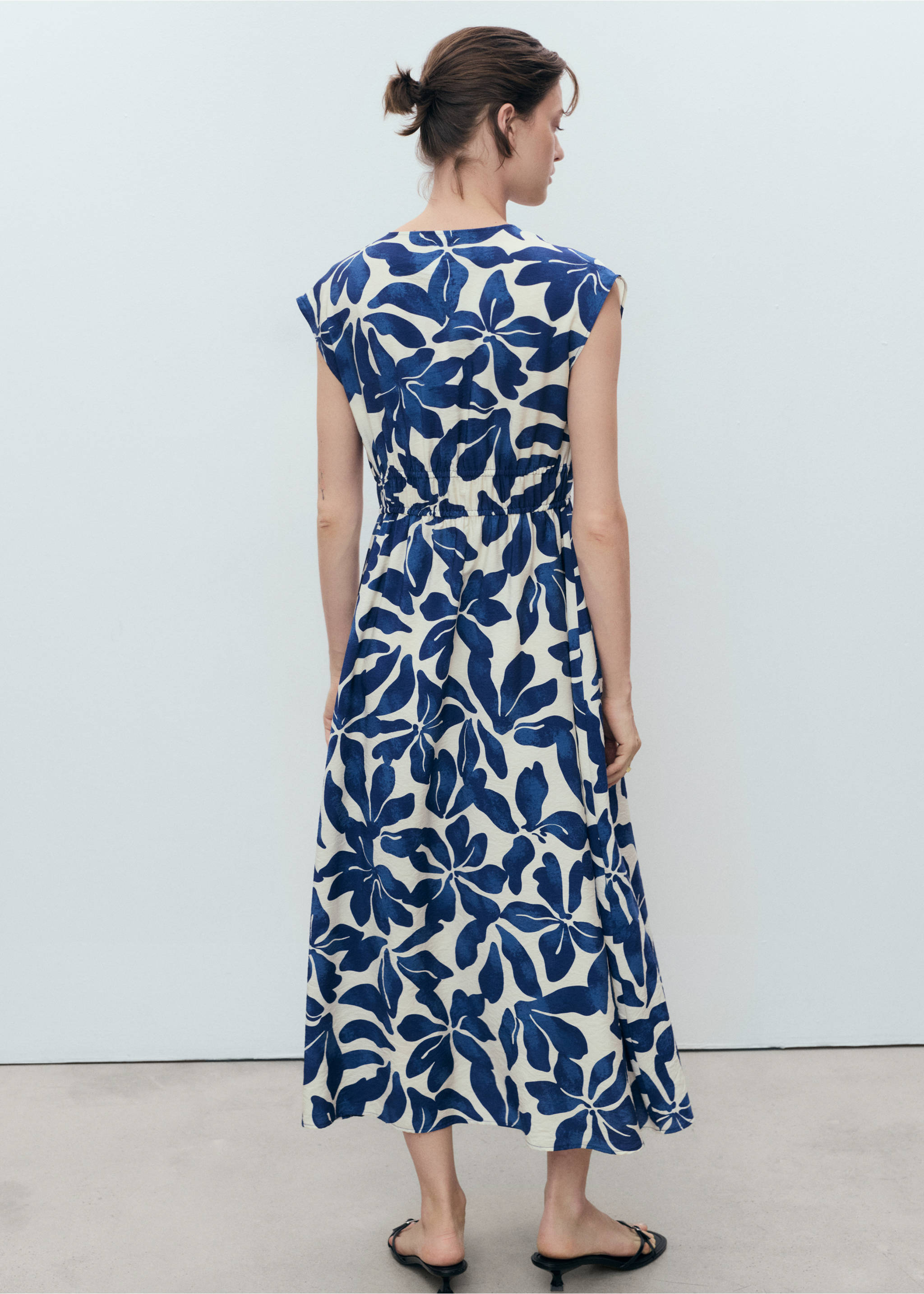 Long printed dress - Reverse of the article, Blue. Ref: 17031161-00.