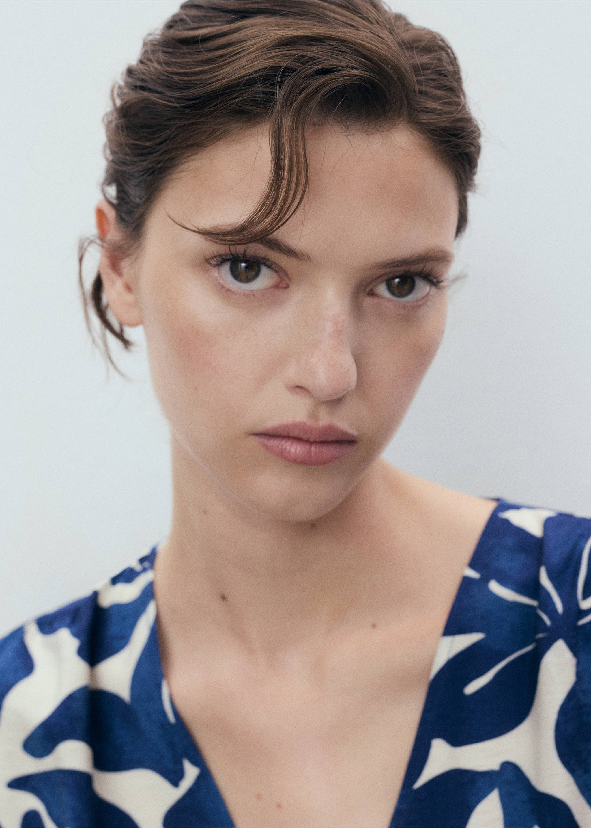 Long printed dress - Details of the article 1, Blue. Ref: 17031161-00.