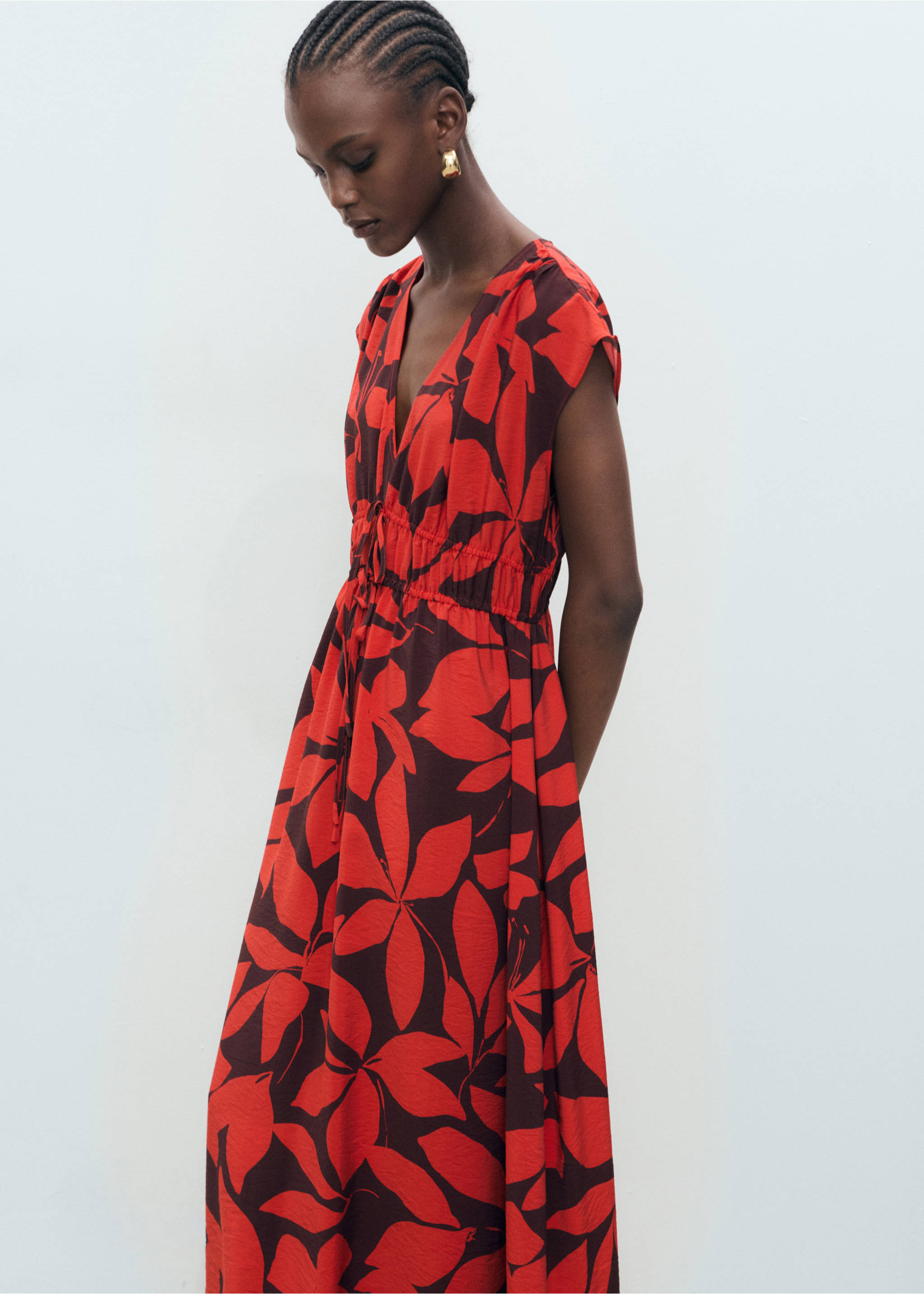 Long printed dress - Medium plane, Red. Ref: 17031161-00.