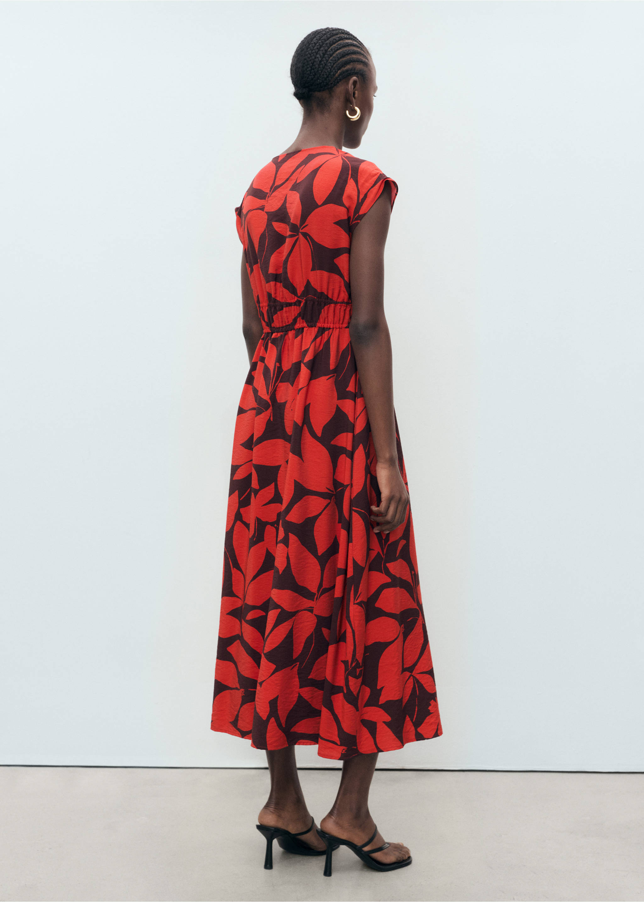 Long printed dress - Reverse of the article, Red. Ref: 17031161-00.