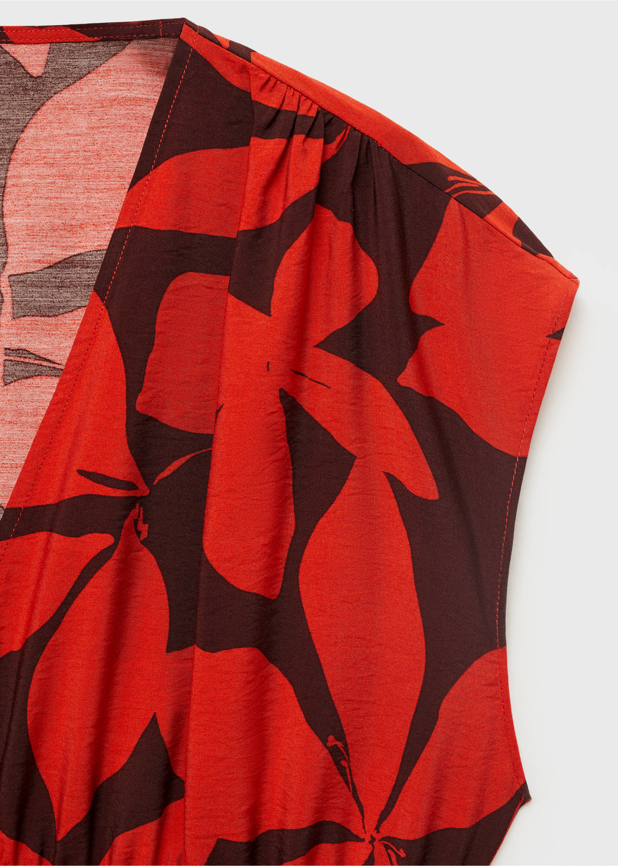 Long printed dress - Details of the article 8, Red. Ref: 17031161-00.