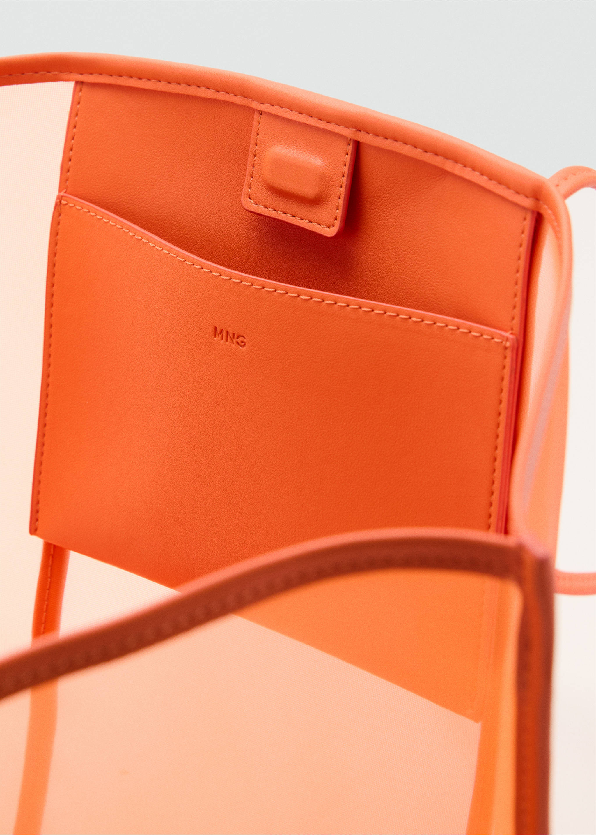 Semi-transparent shopper bag - Details of the article 2, Orange. Ref: 17031173-00.