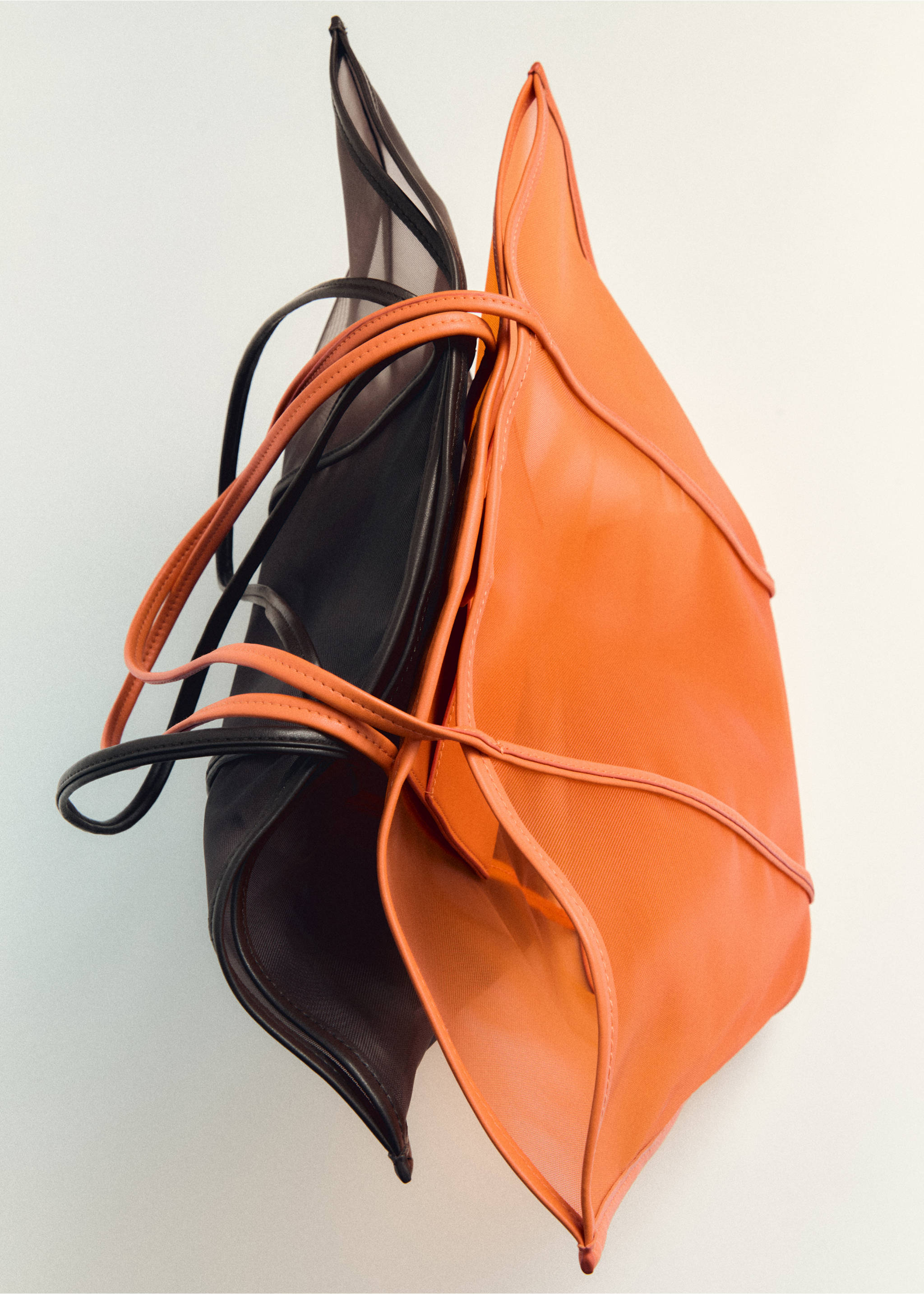Semi-transparent shopper bag - Details of the article 5, Orange. Ref: 17031173-00.