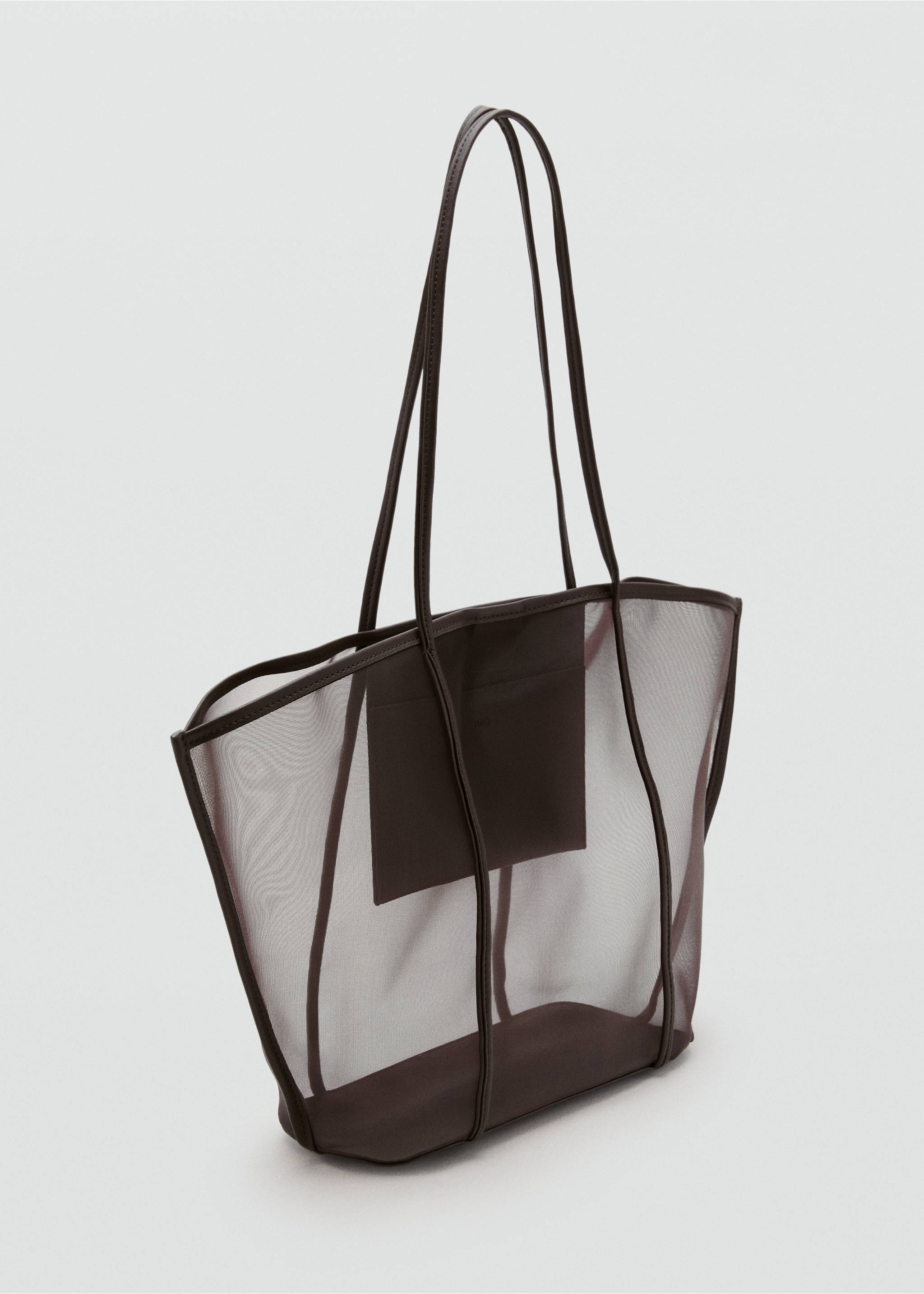Semi-transparent shopper bag - Medium plane, Chocolate. Ref: 17031173-00.