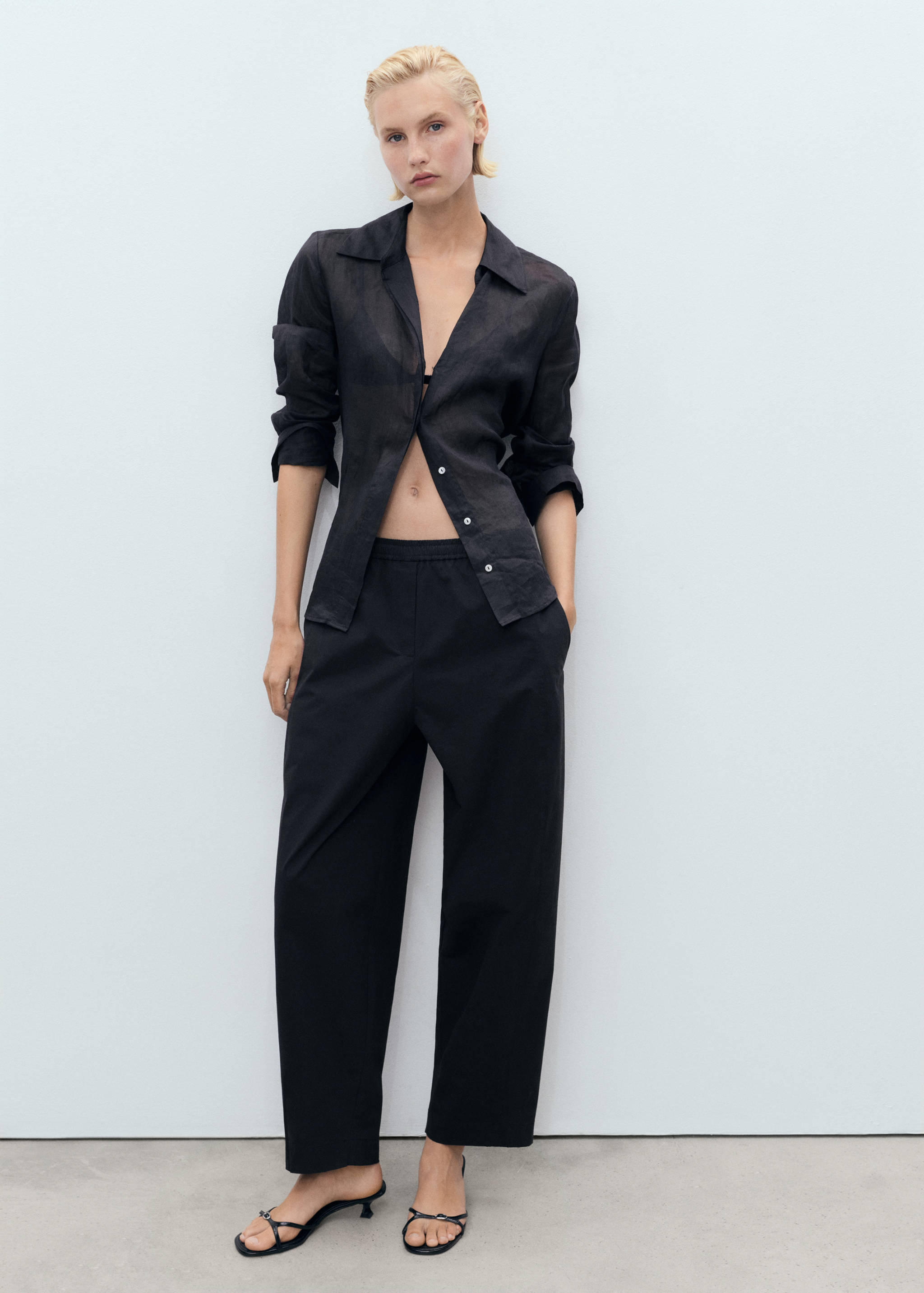 Elastic waist cotton trousers - General plane