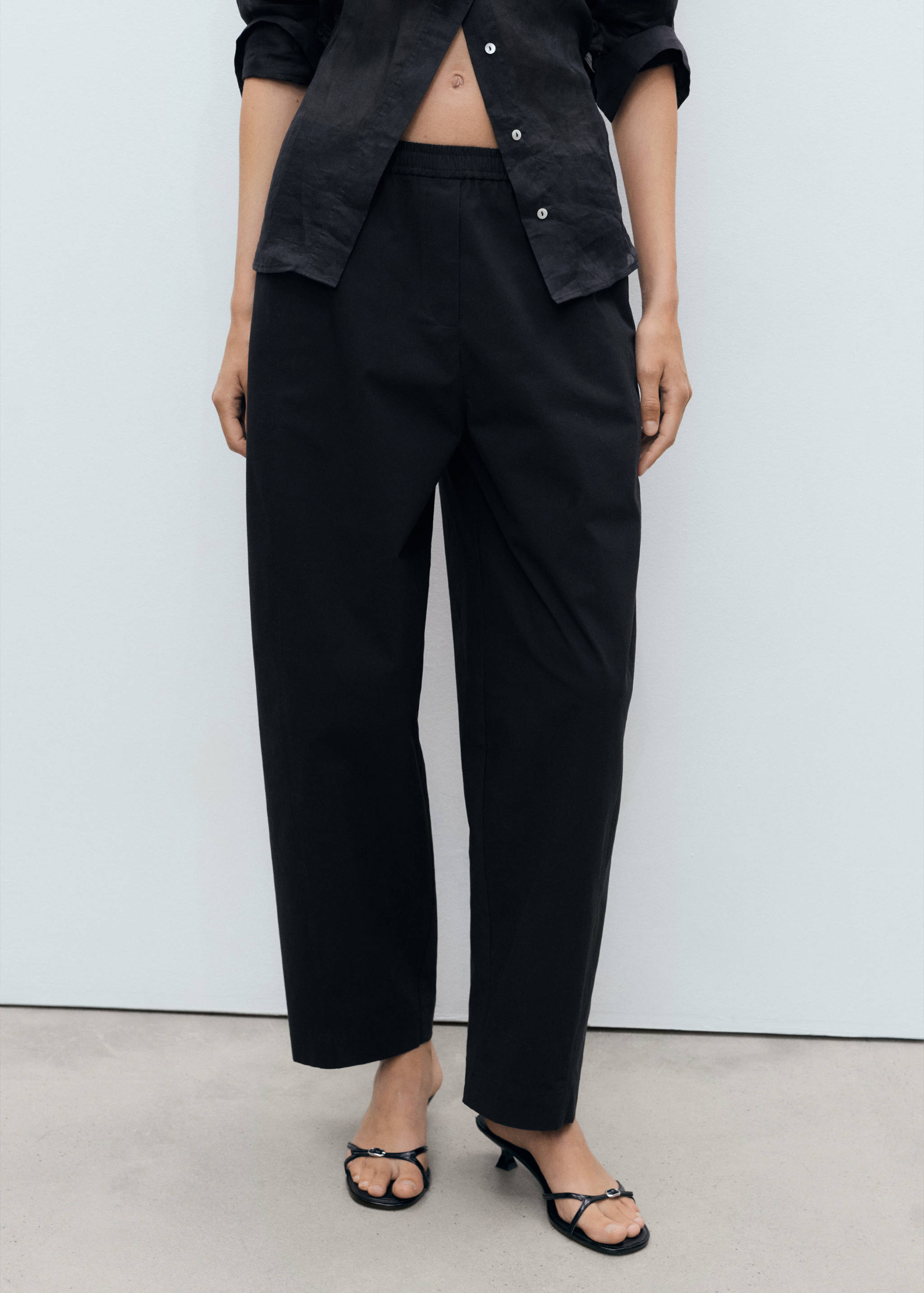 Elastic waist cotton trousers - Medium plane