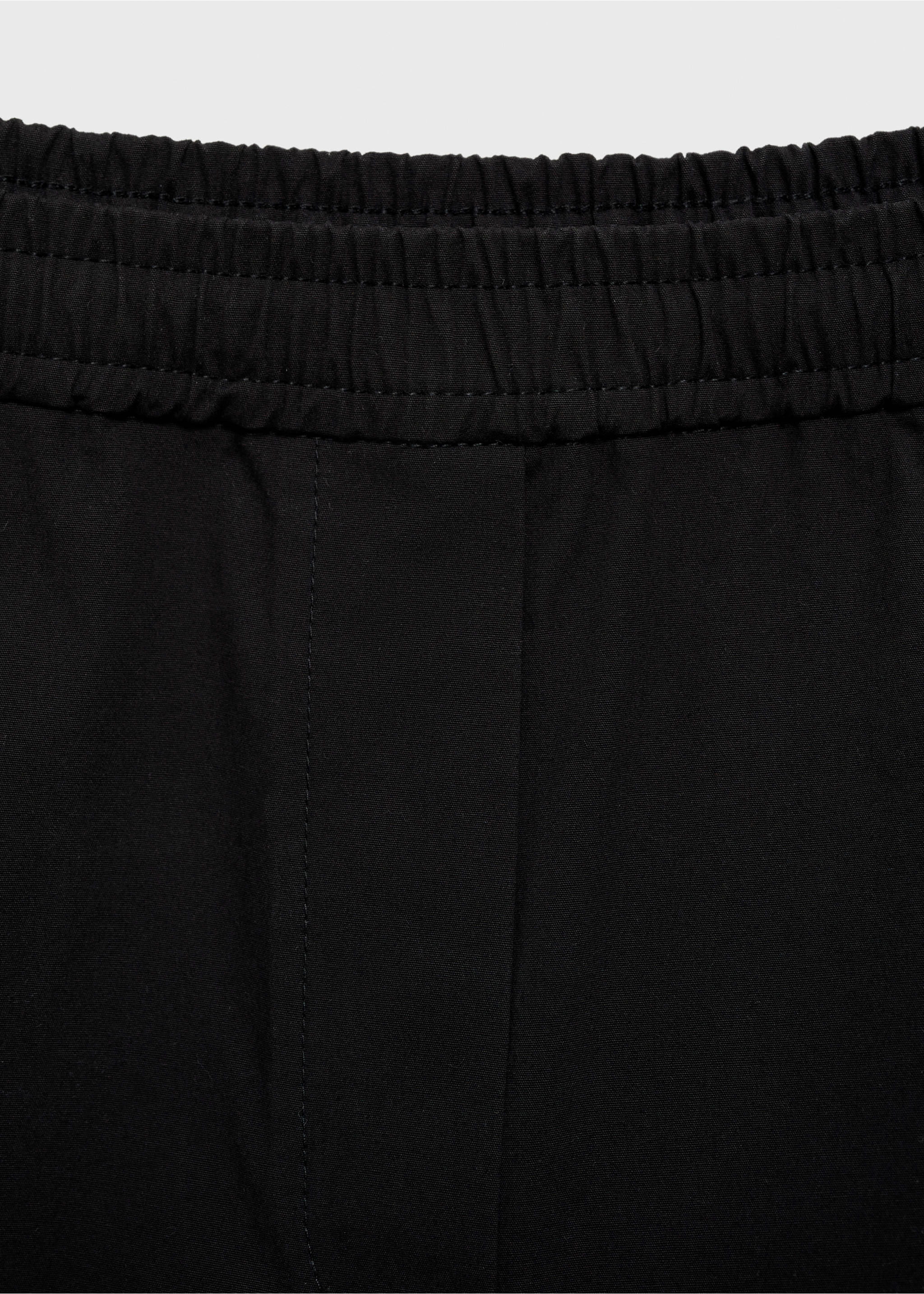 Elastic waist cotton trousers - Details of the article 8, Black. Ref: 17031175-00.
