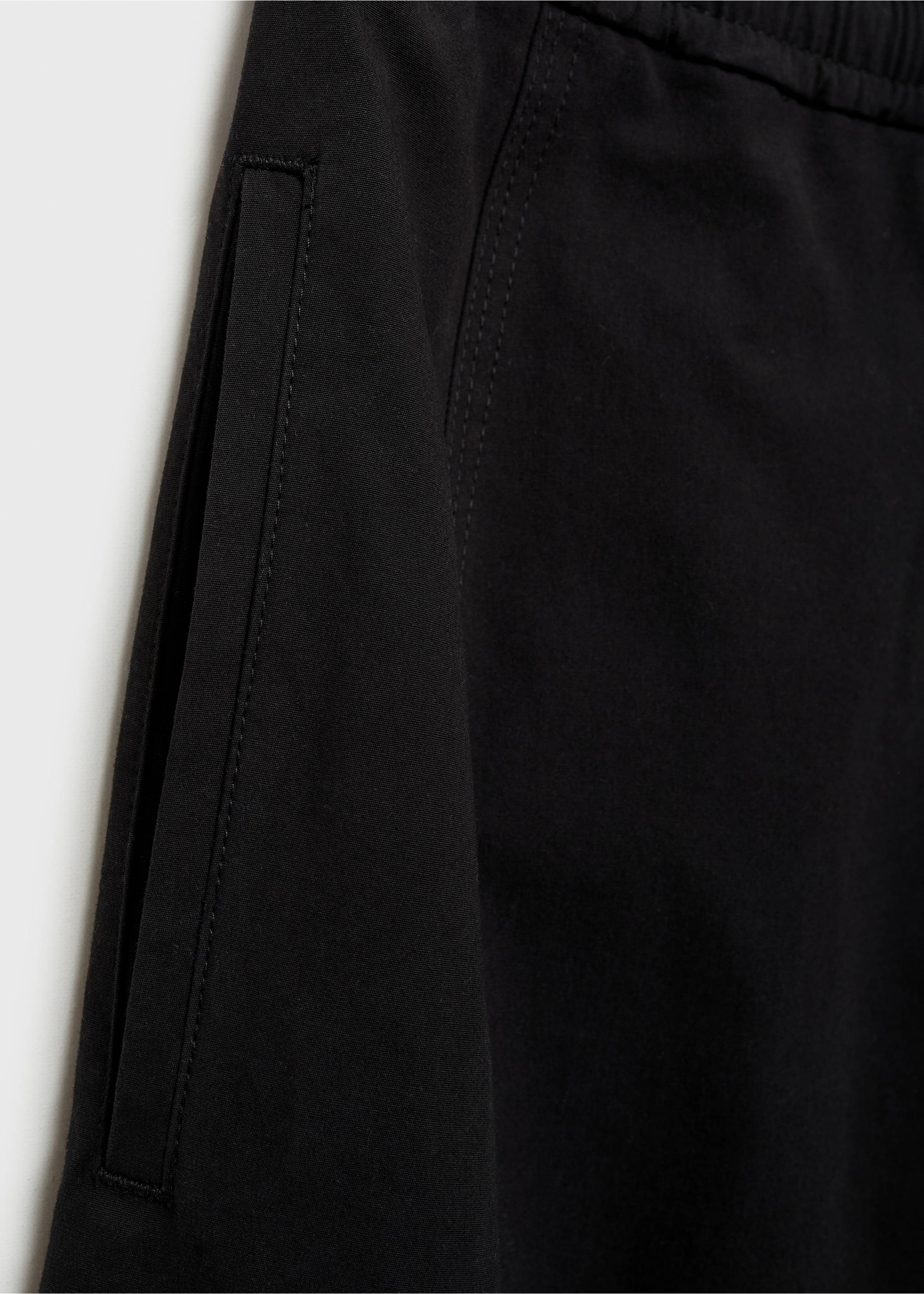 Elastic waist cotton trousers - Details of the article 0, Black. Ref: 17031175-00.