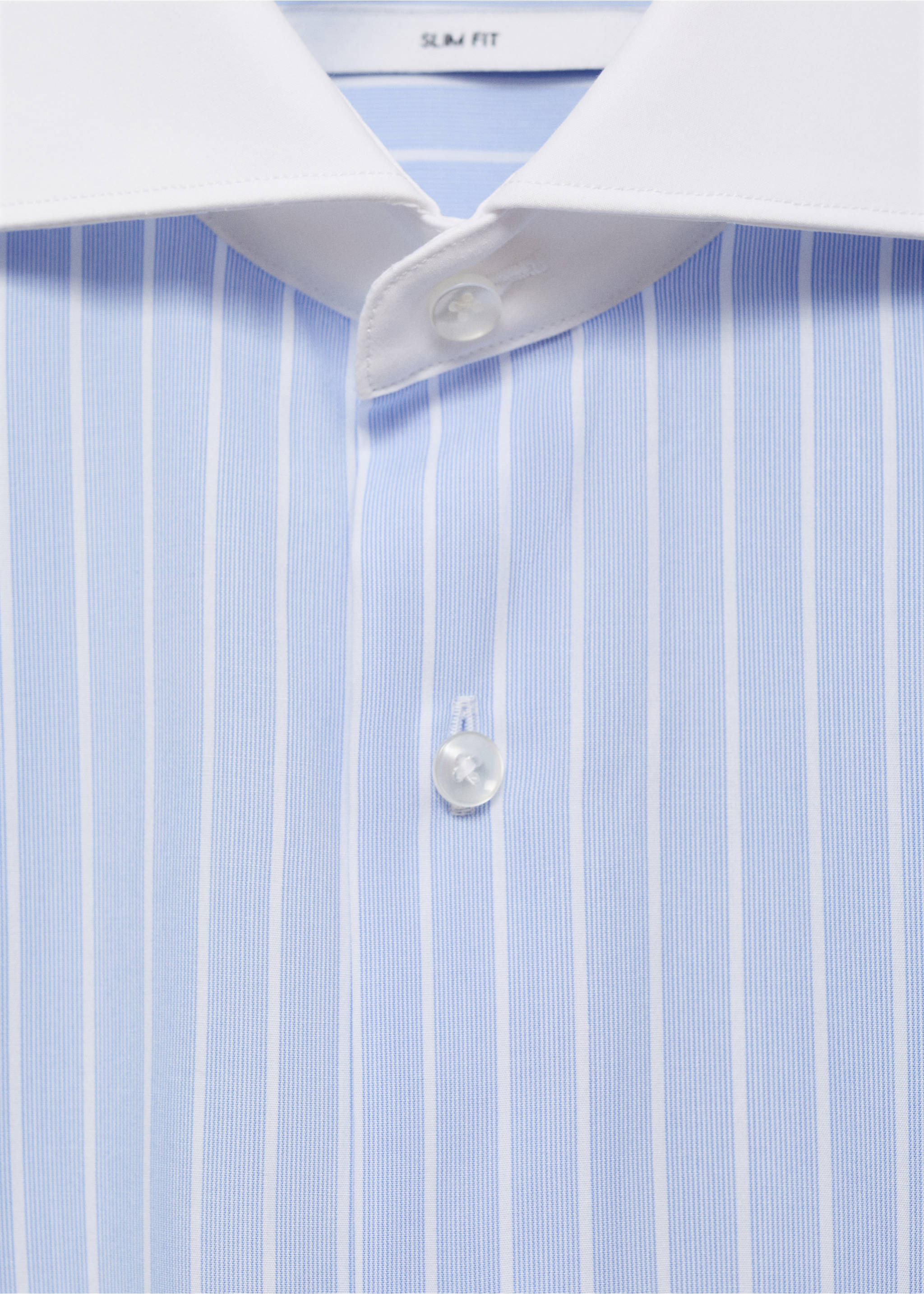Striped-print slim-fit suit shirt - Details of the article 0, Sky Blue. Ref: 17031176-00.