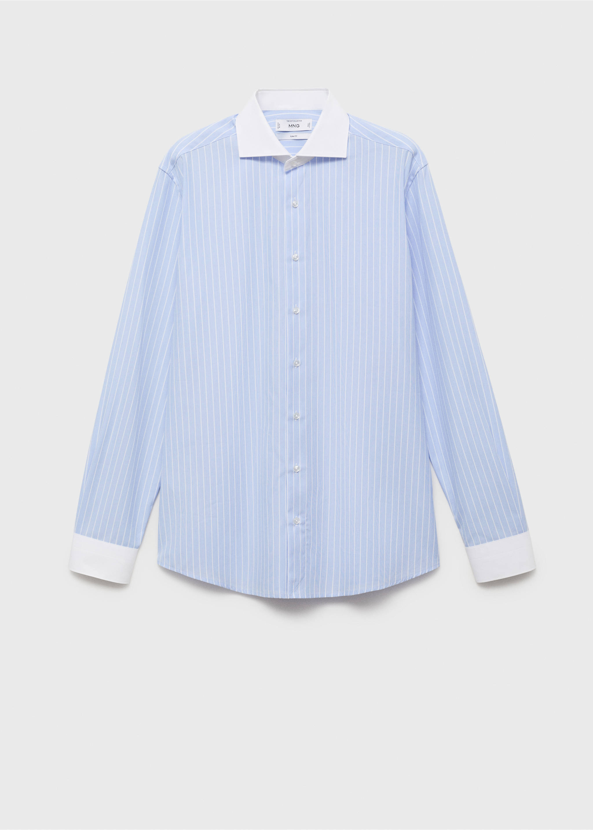 Striped-print slim-fit suit shirt - Article without model, Sky Blue. Ref: 17031176-00.