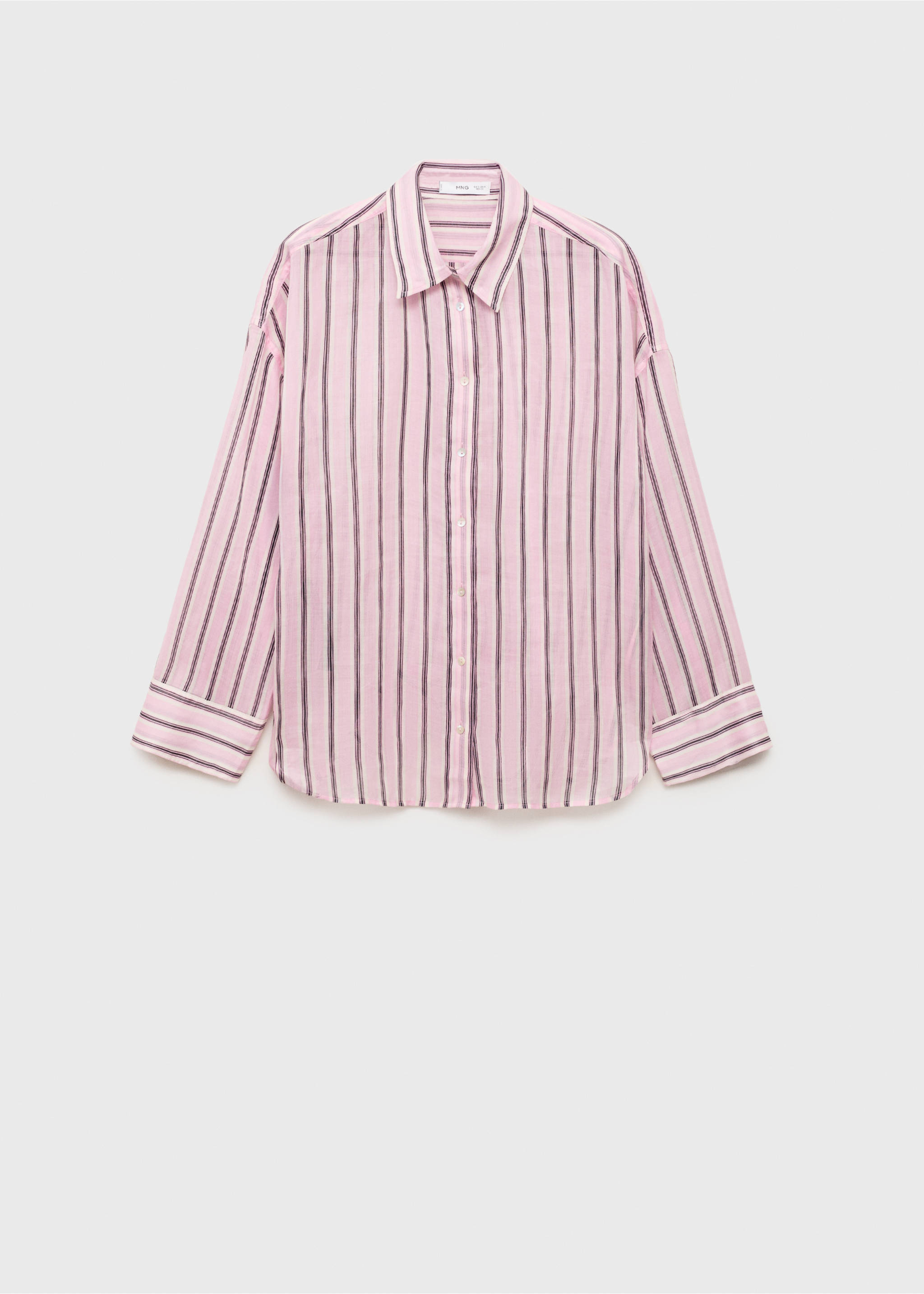 Striped ramie shirt - Article without model, Light Pink. Ref: 17031177-00.
