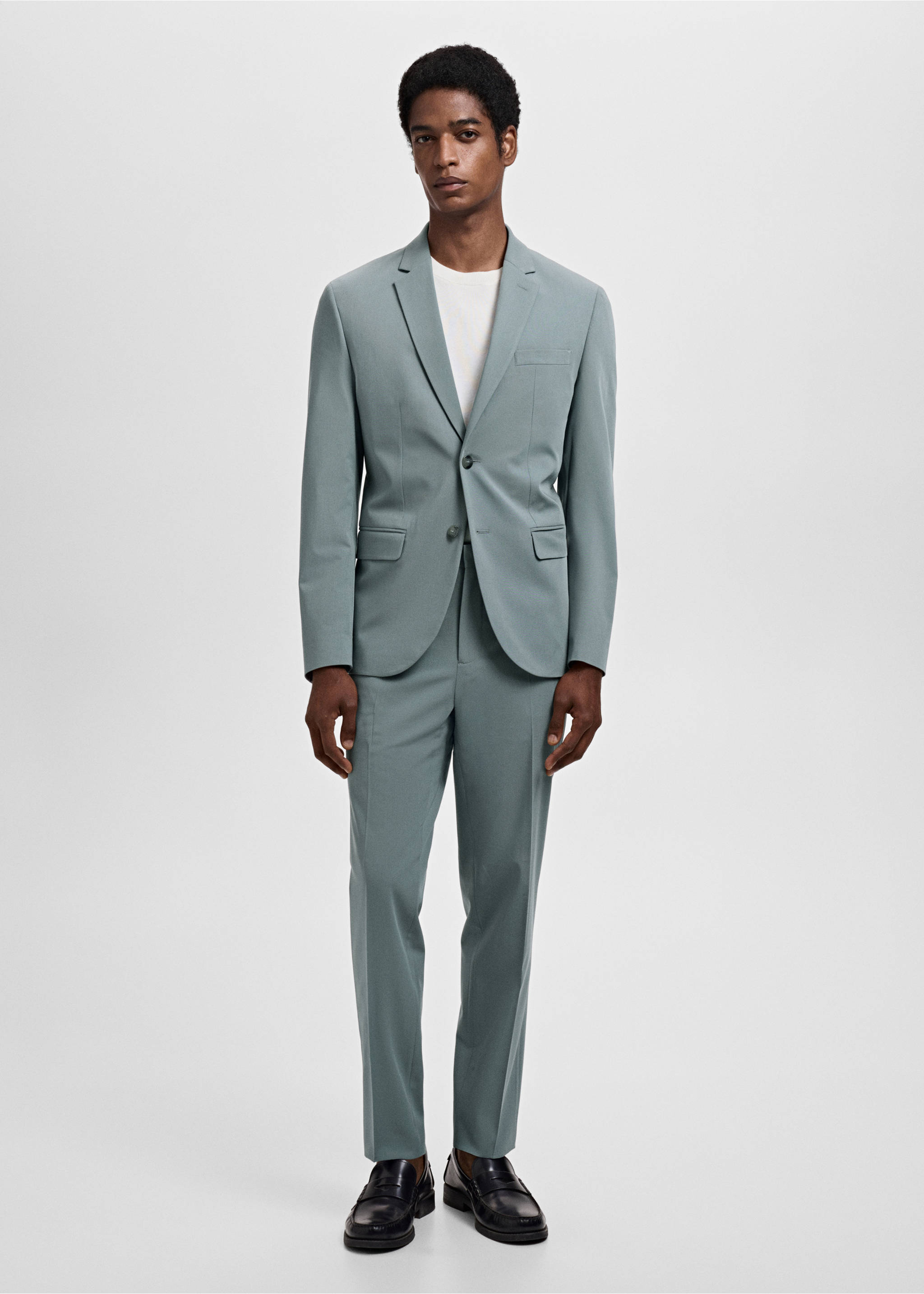 Super slim-fit suit jacket in stretch fabric - General plane, Aqua Green. Ref: 17031178-00.