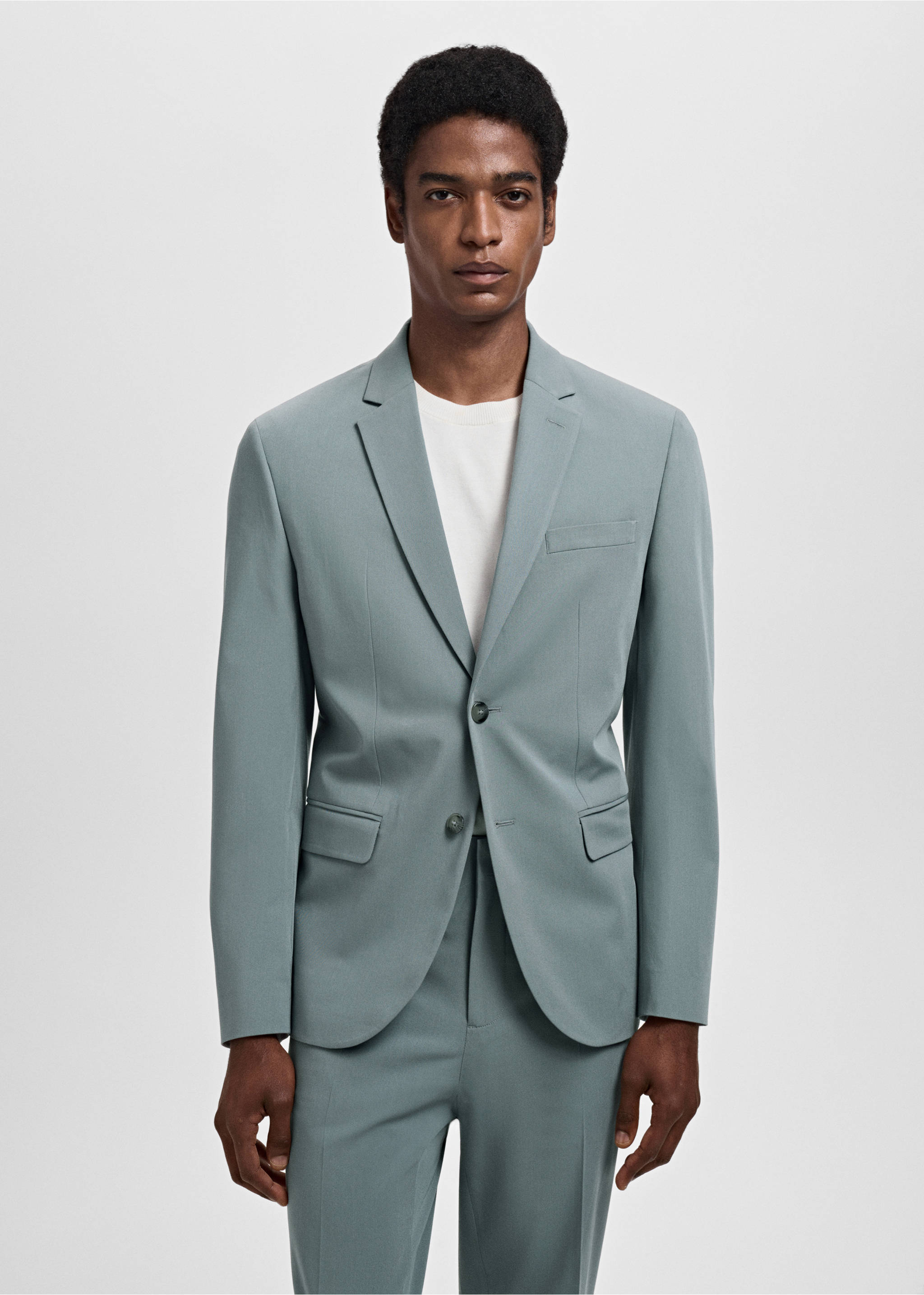 Super slim-fit suit jacket in stretch fabric - Medium plane, Aqua Green. Ref: 17031178-00.