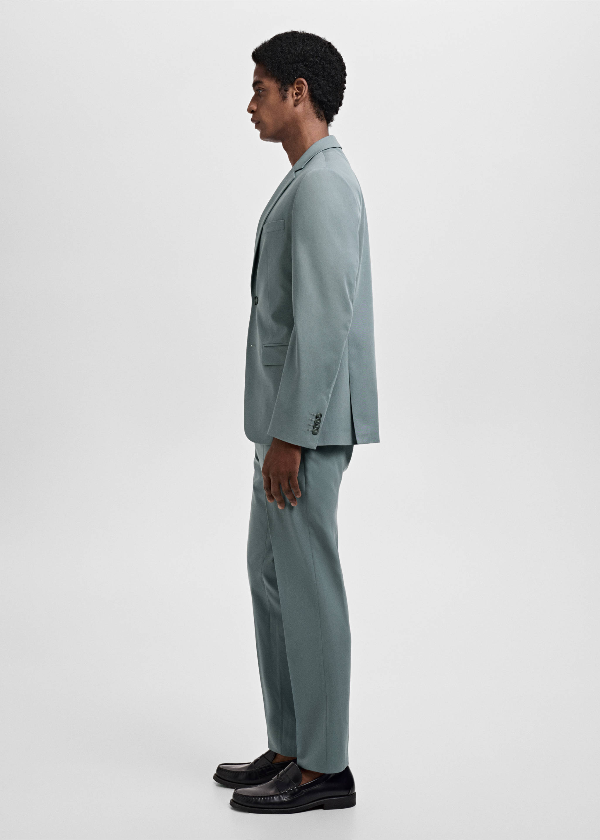 Super slim-fit suit jacket in stretch fabric - Details of the article 2, Aqua Green. Ref: 17031178-00.