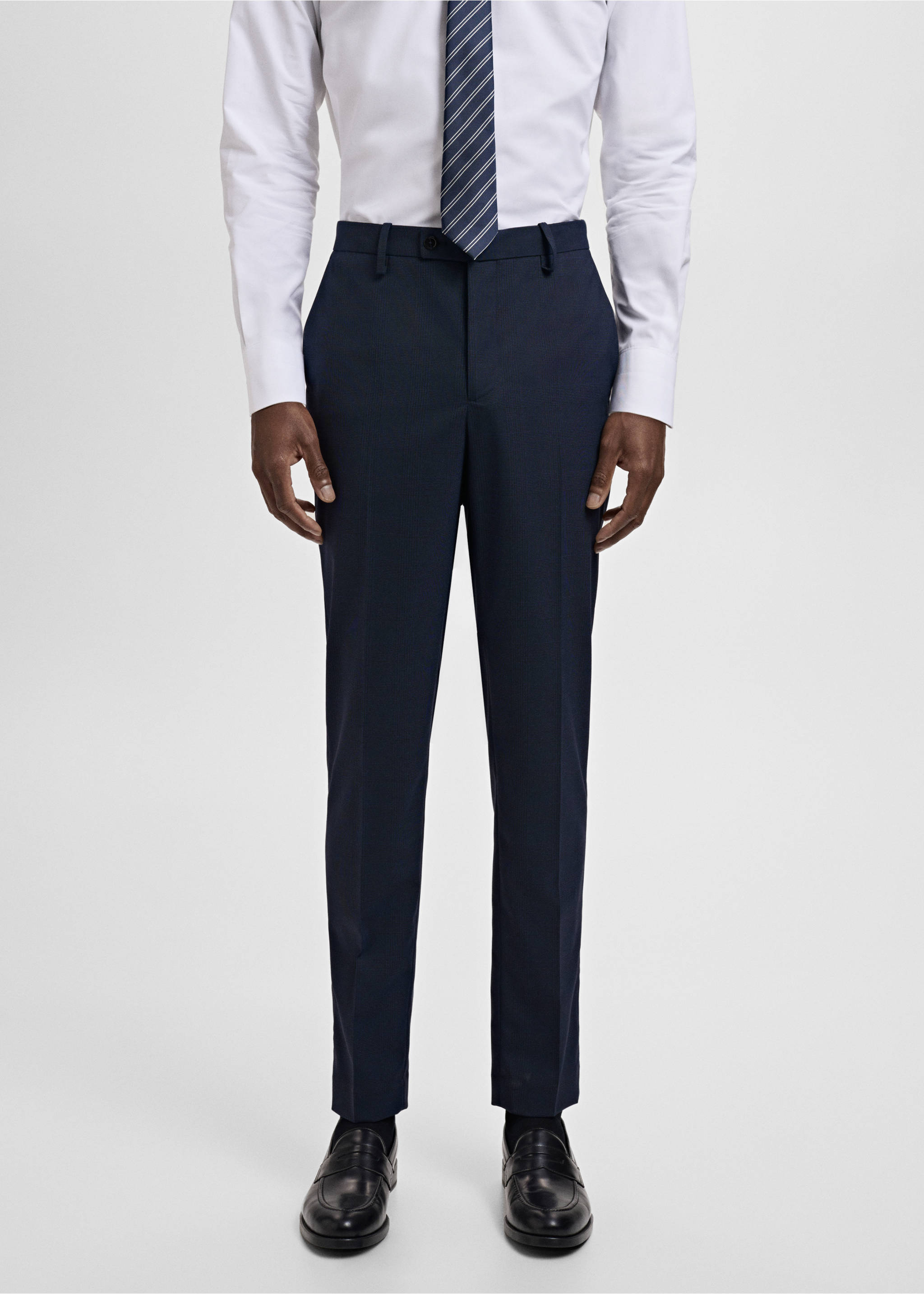 Milan slim-fit suit trousers - Medium plane, Dark Navy. Ref: 17031179-00.