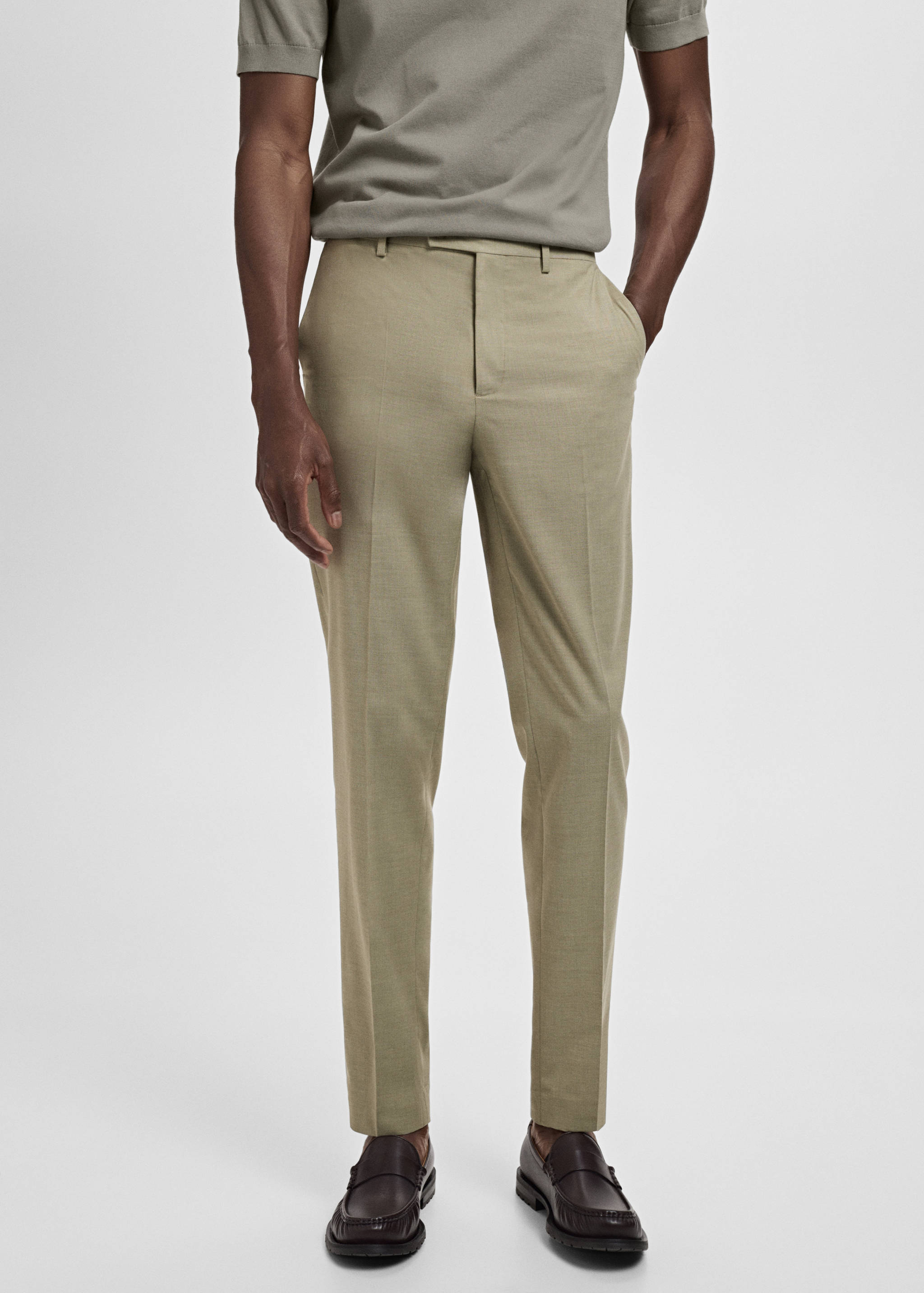 Milan slim-fit suit trousers - Medium plane