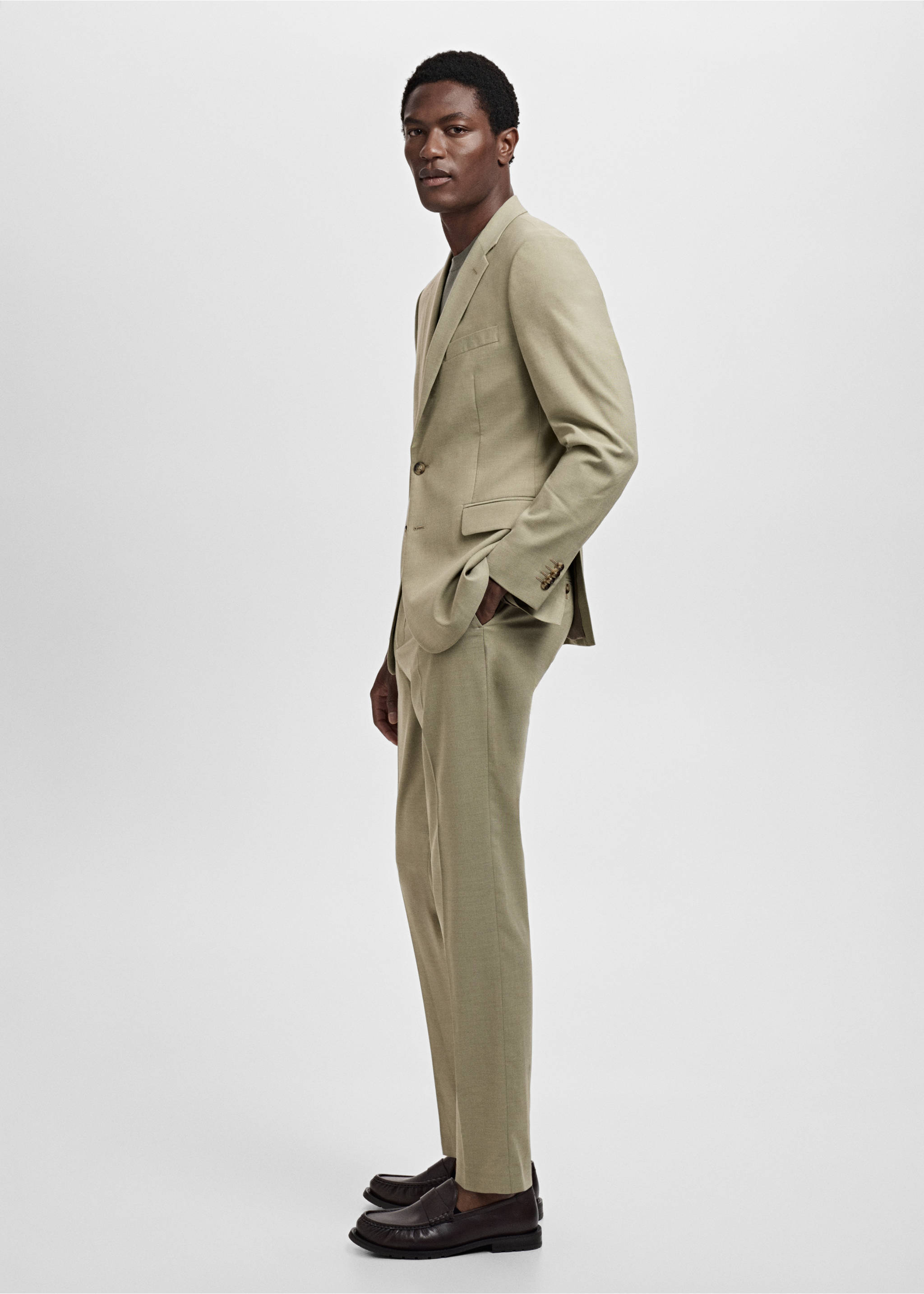 Milan slim-fit suit trousers - Details of the article 2, Green. Ref: 17031180-00.