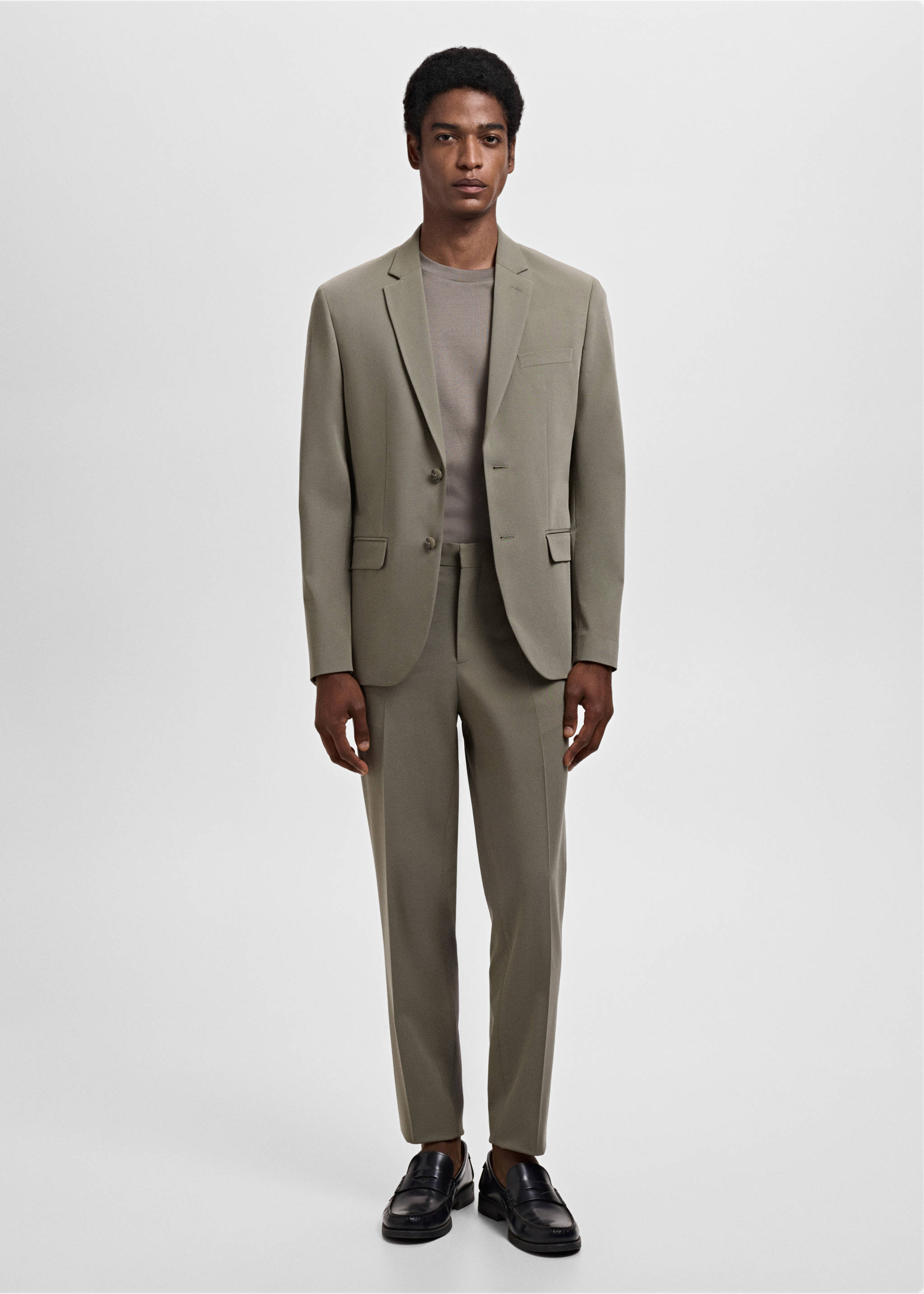 Stretch fabric super slim-fit suit trousers - General plane, Green. Ref: 17031181-00.