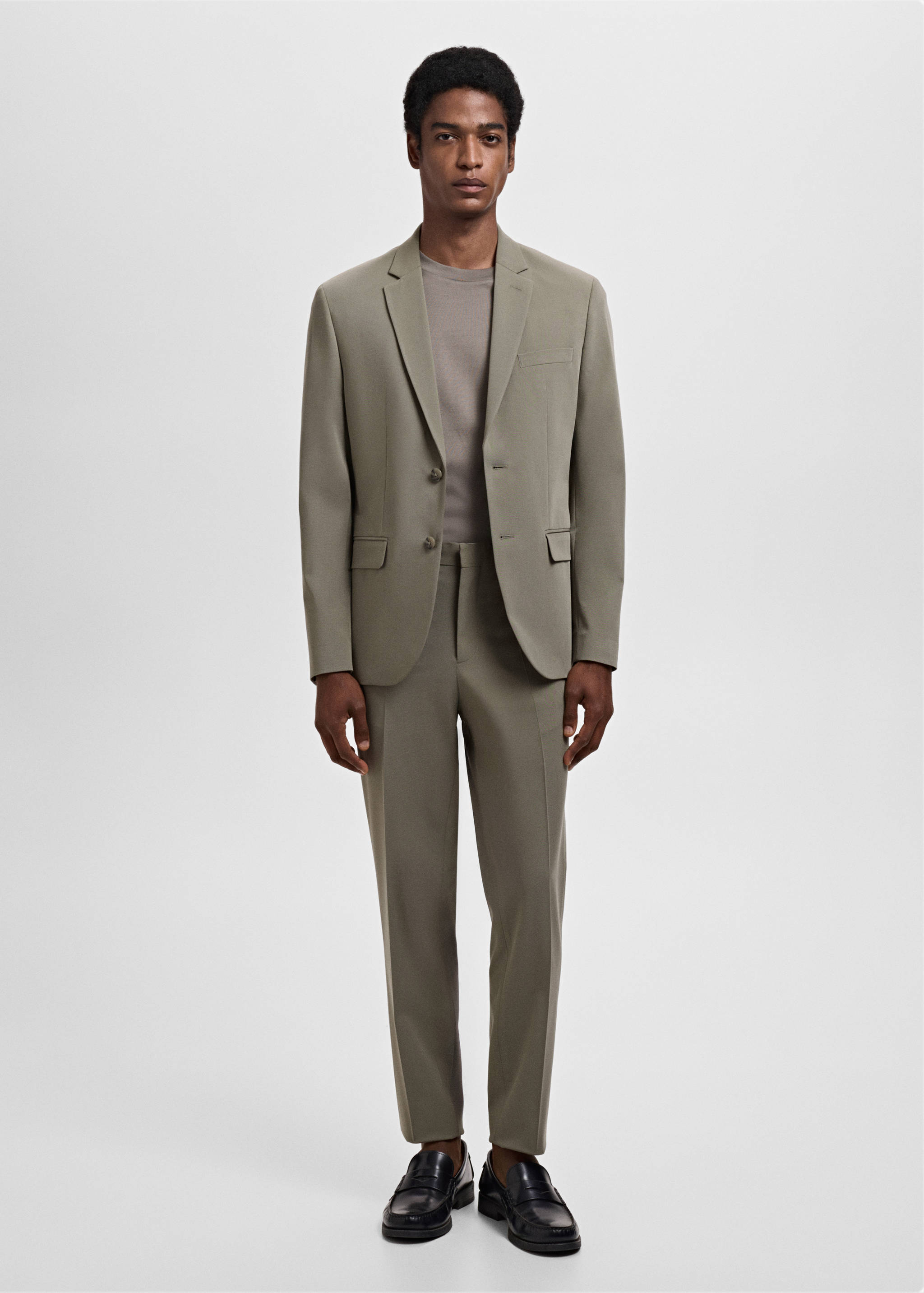 Stretch fabric super slim-fit suit trousers - General plane