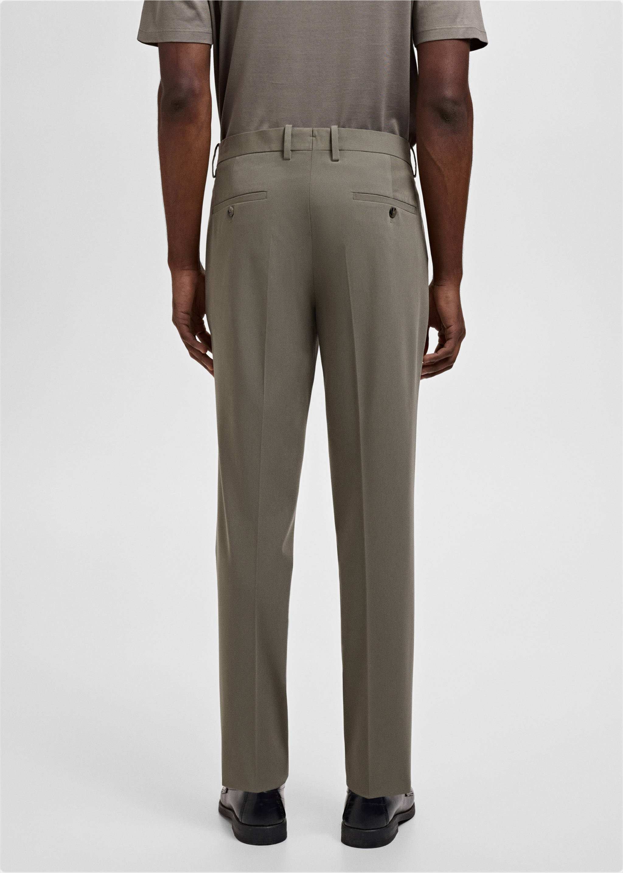 Stretch fabric super slim-fit suit trousers - Reverse of the article, Green. Ref: 17031181-00.