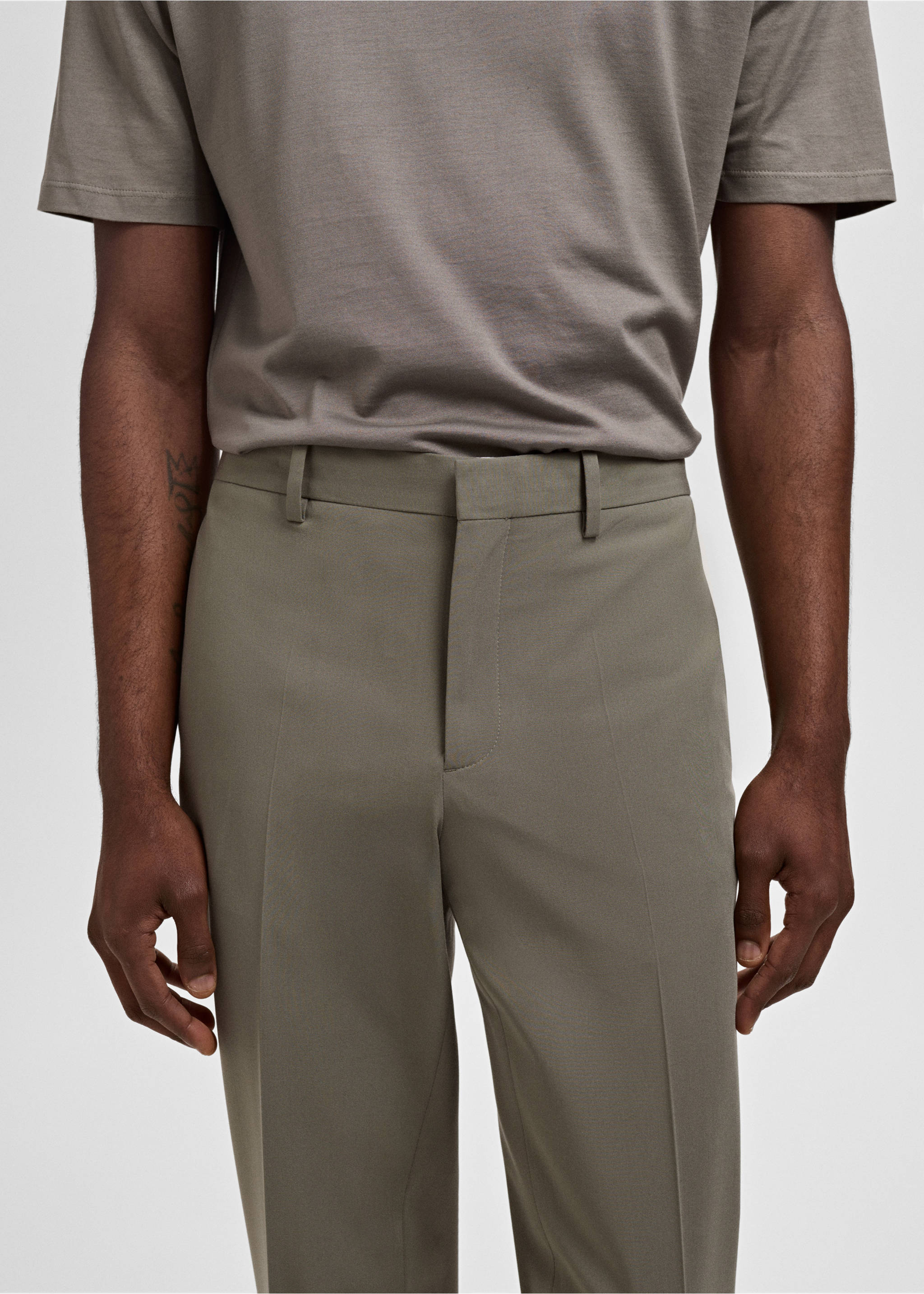 Stretch fabric super slim-fit suit trousers - Details of the article 1, Green. Ref: 17031181-00.