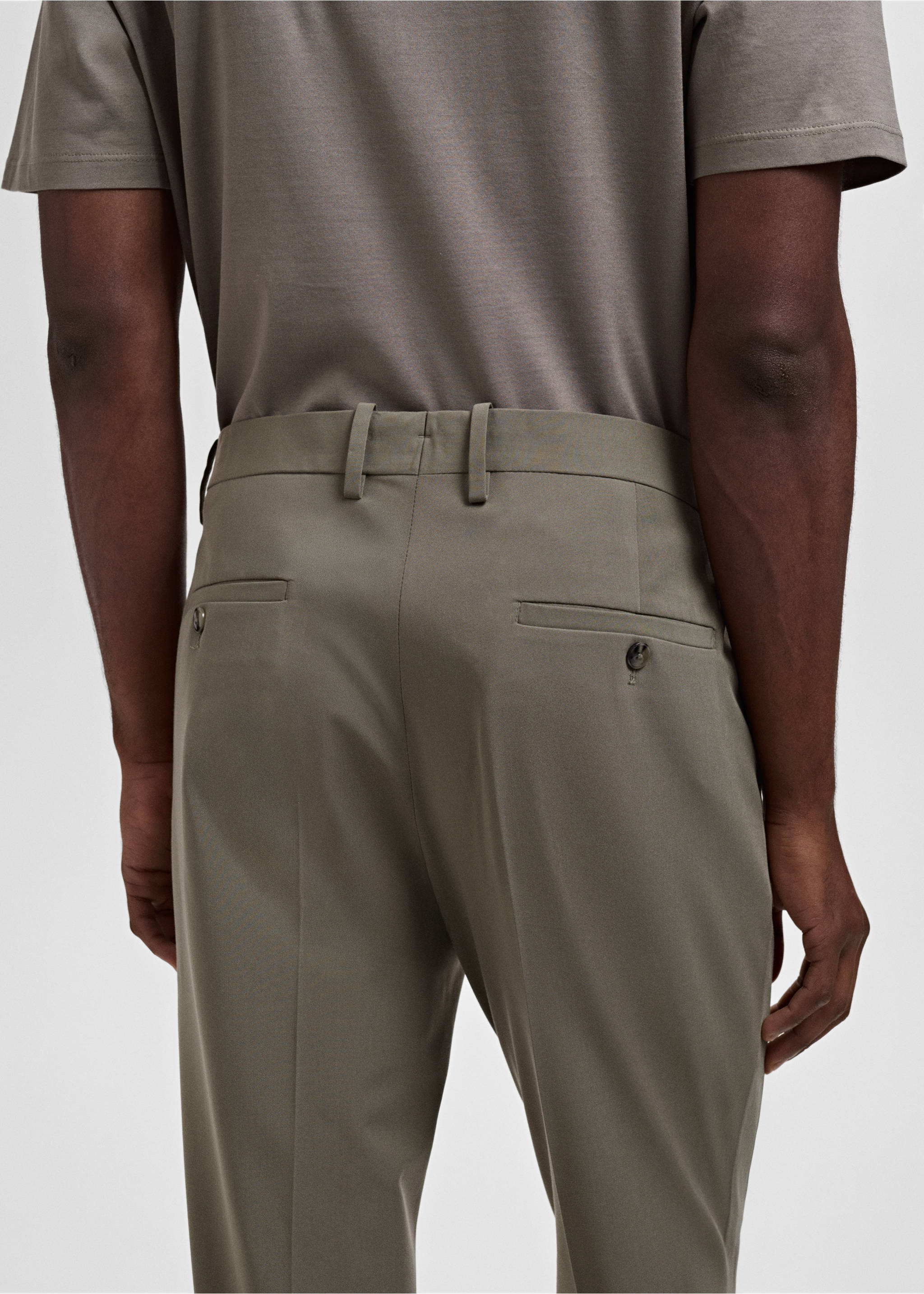 Stretch fabric super slim-fit suit trousers - Details of the article 3, Green. Ref: 17031181-00.