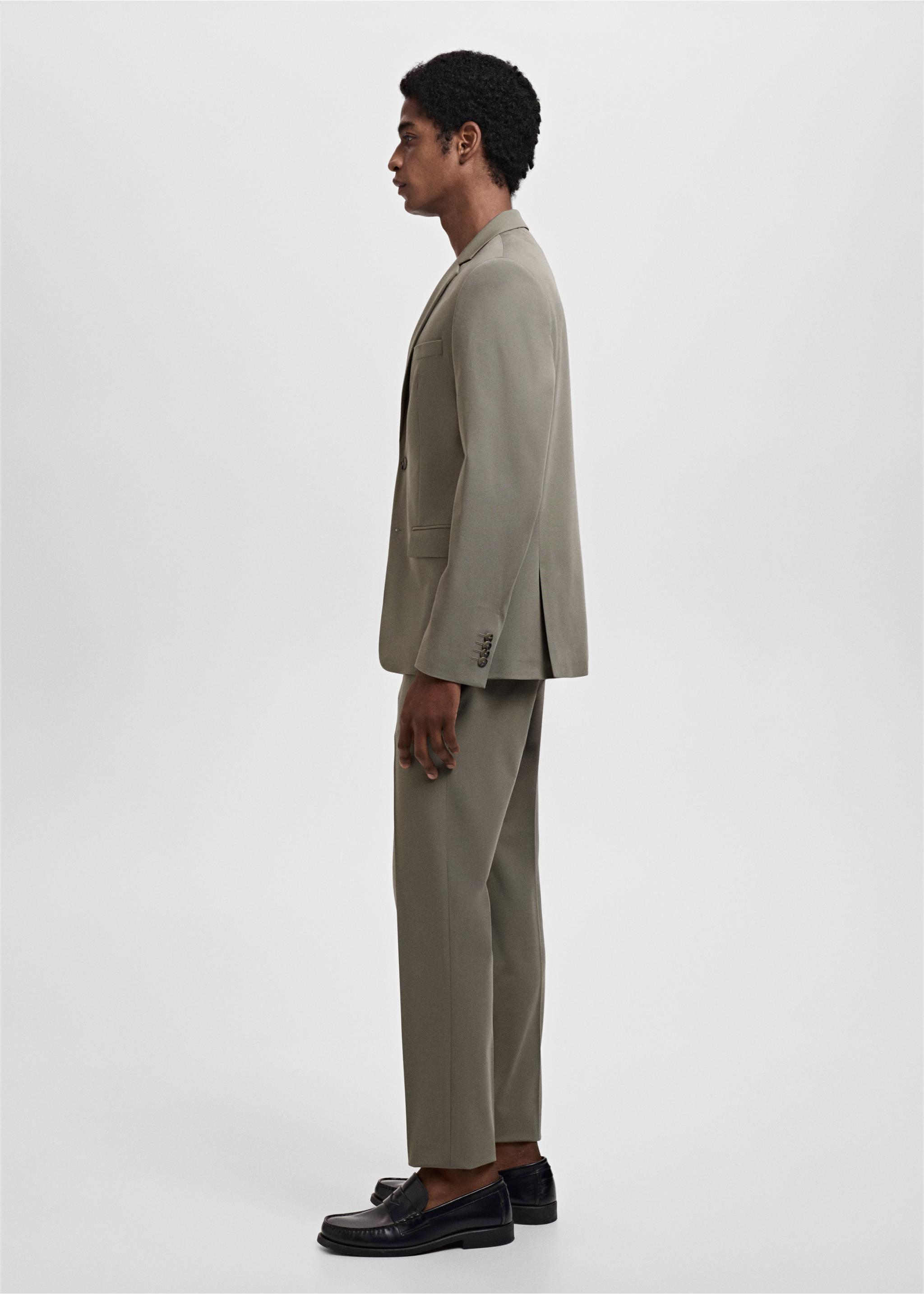 Stretch fabric super slim-fit suit trousers - Details of the article 2, Green. Ref: 17031181-00.