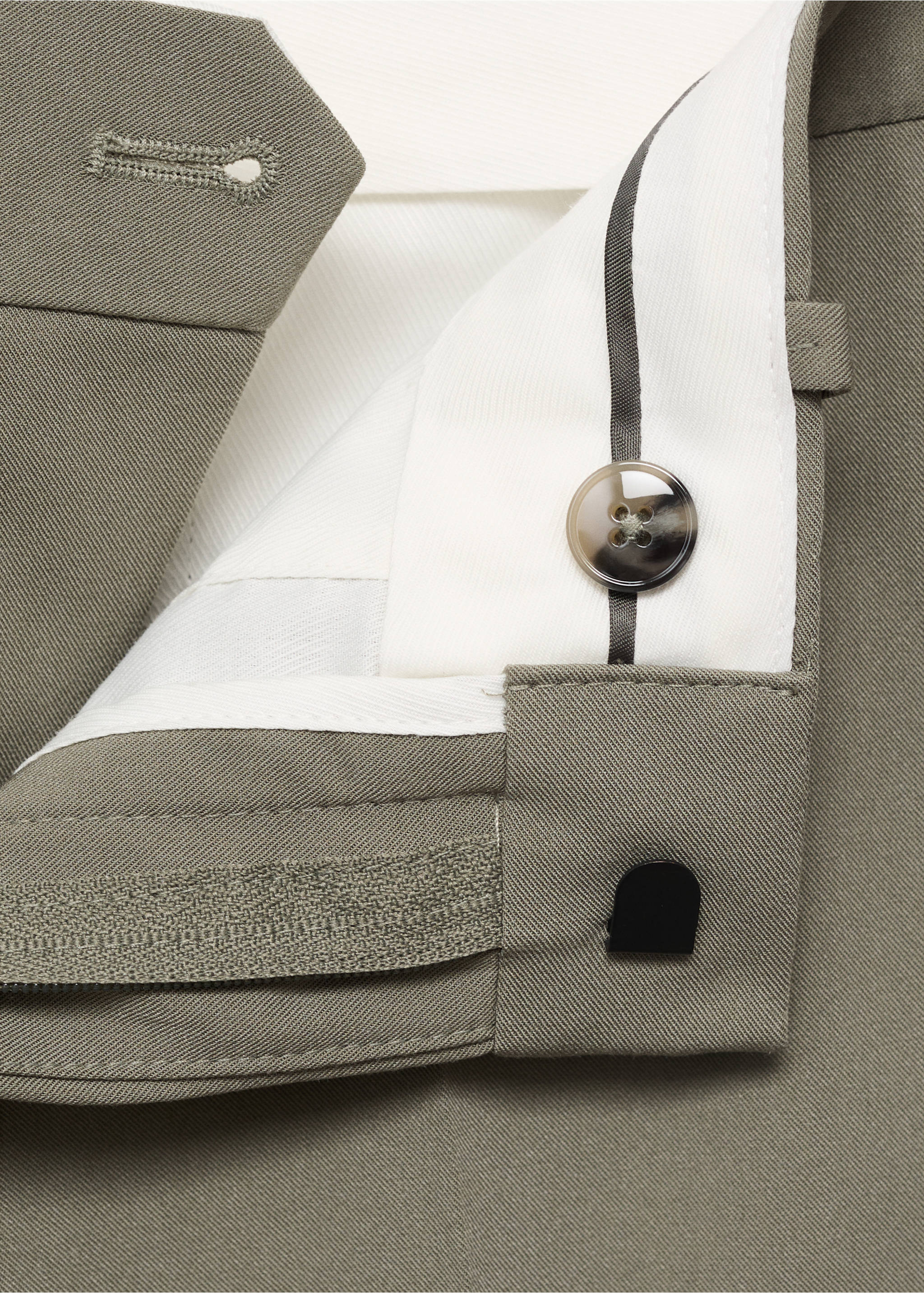 Stretch fabric super slim-fit suit trousers - Details of the article 8, Green. Ref: 17031181-00.