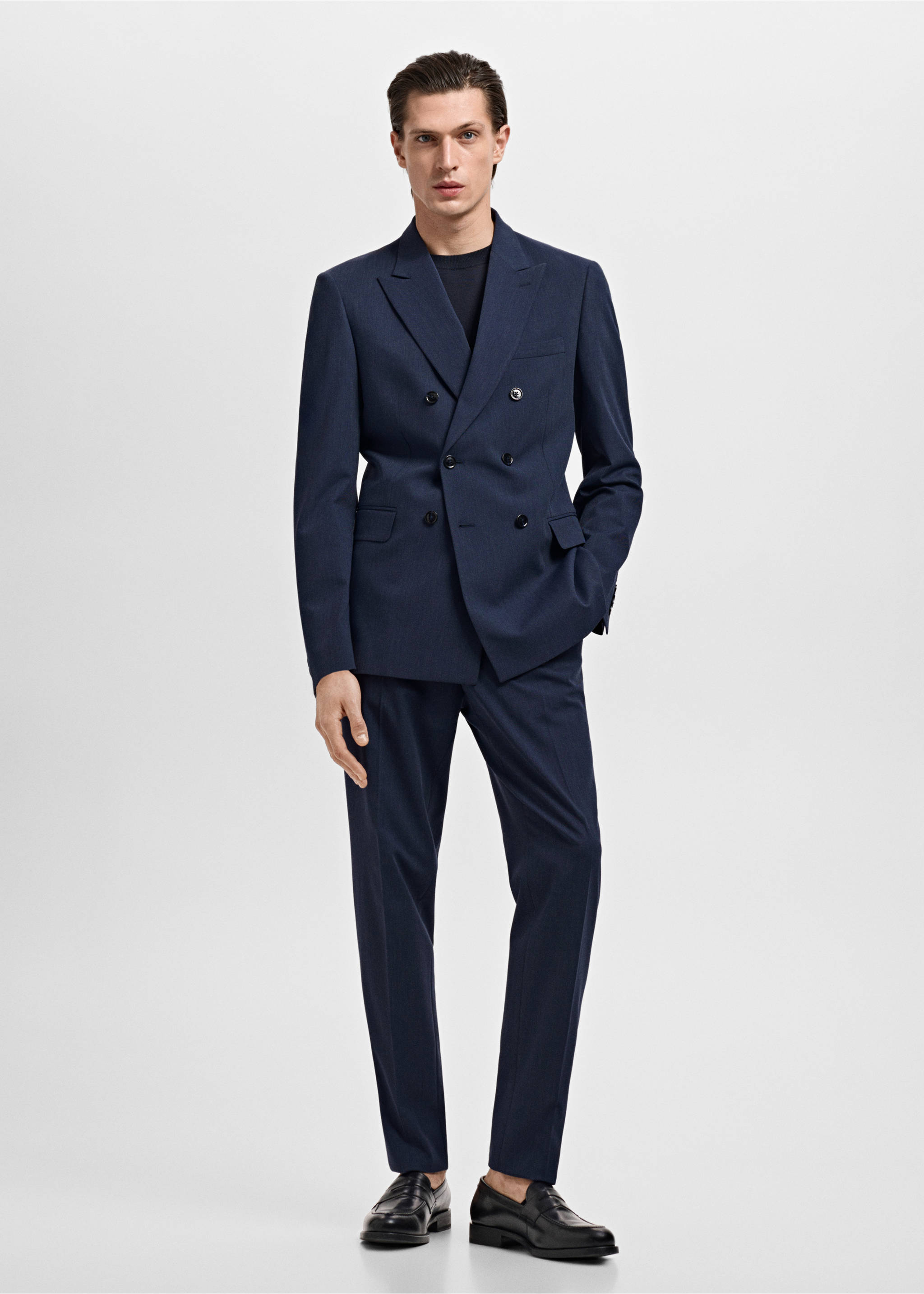 Monaco slim-fit suit trousers - General plane, Indigo Blue. Ref: 17031182-00.