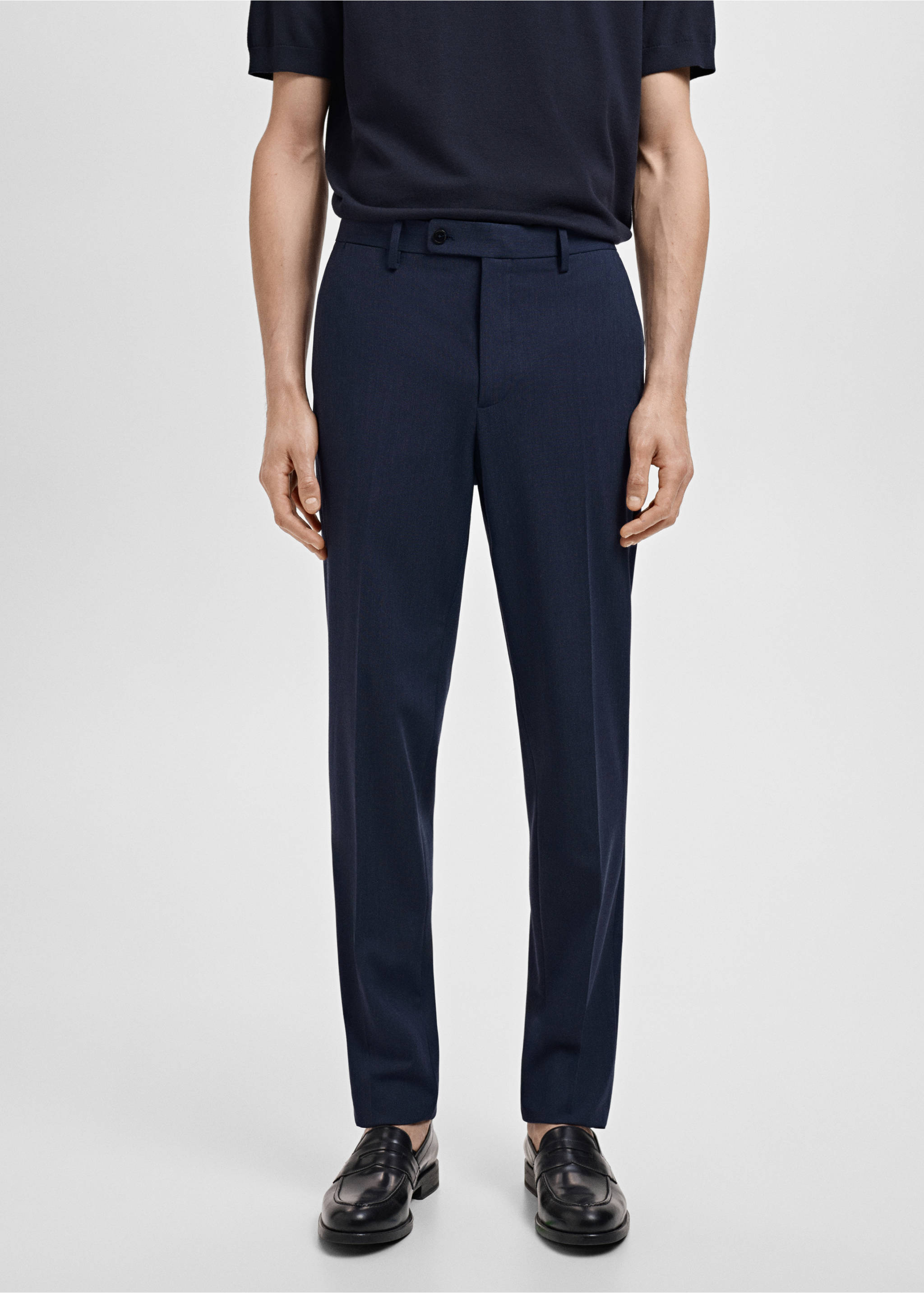 Monaco slim-fit suit trousers - Medium plane, Indigo Blue. Ref: 17031182-00.