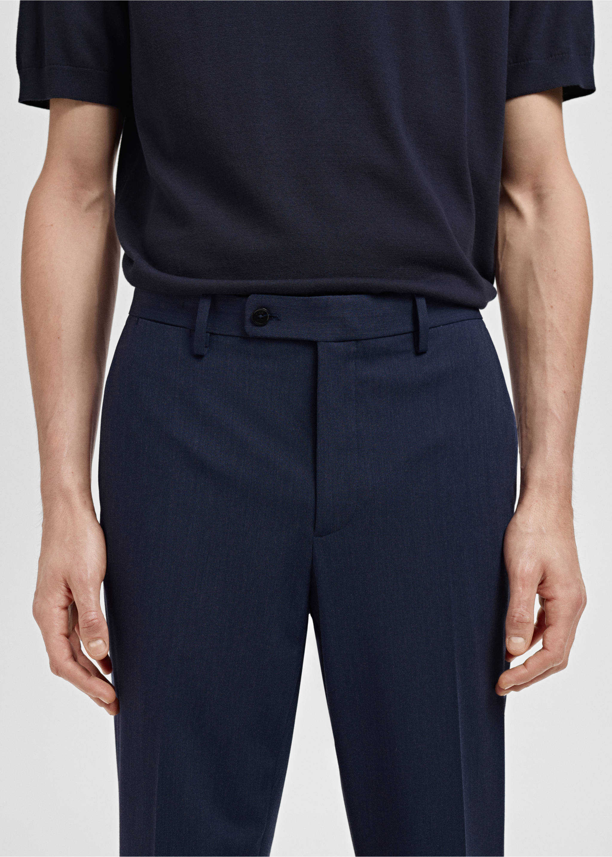 Monaco slim-fit suit trousers - Details of the article 1, Indigo Blue. Ref: 17031182-00.