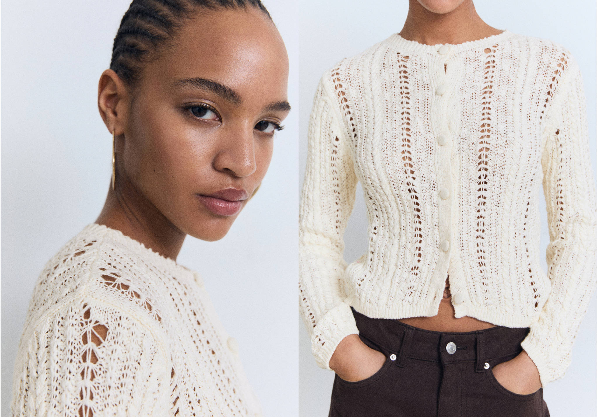 Openwork knit cardigan - Panoramic plane