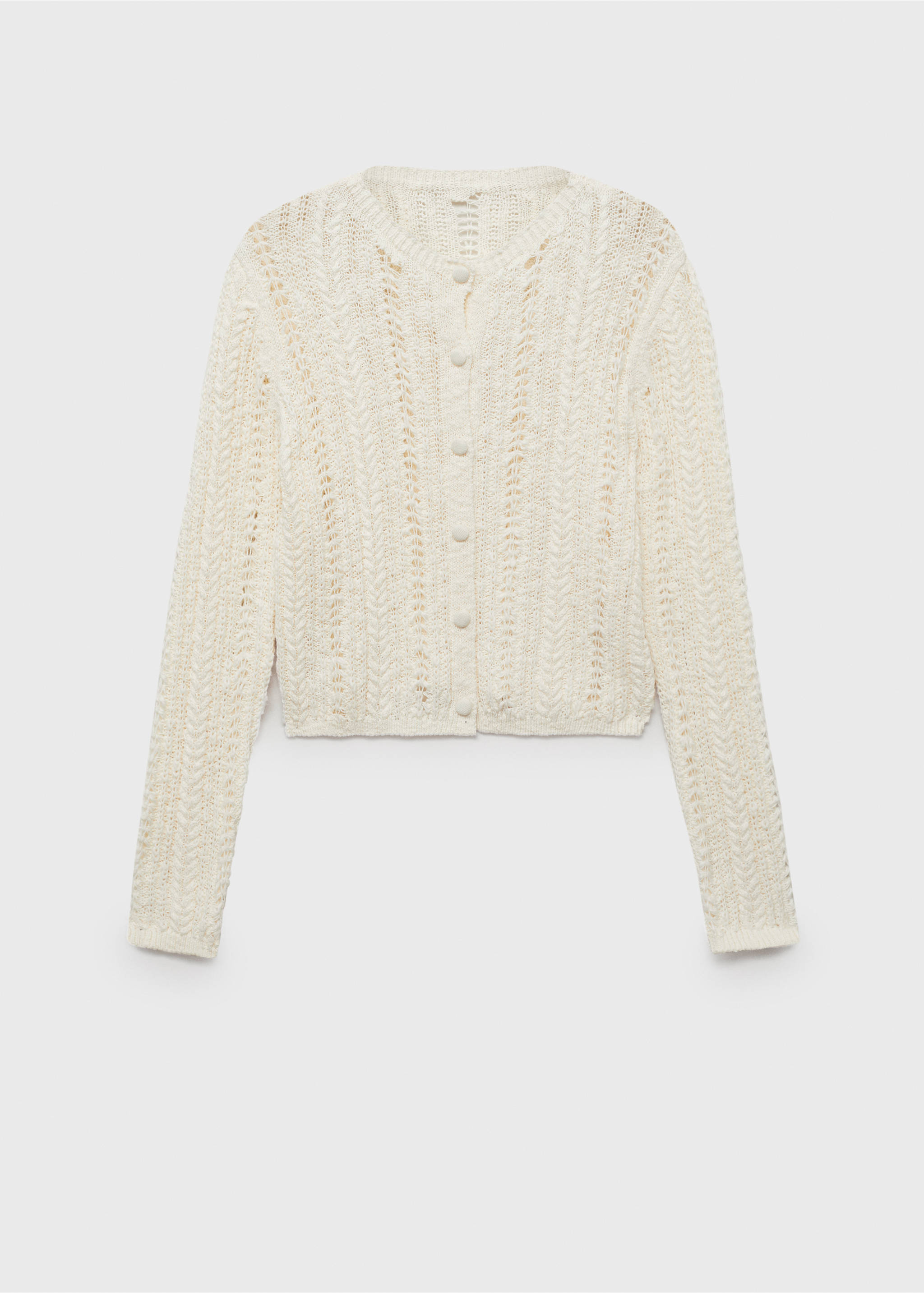 Openwork knit cardigan - Article without model, Ecru. Ref: 17031184-00.