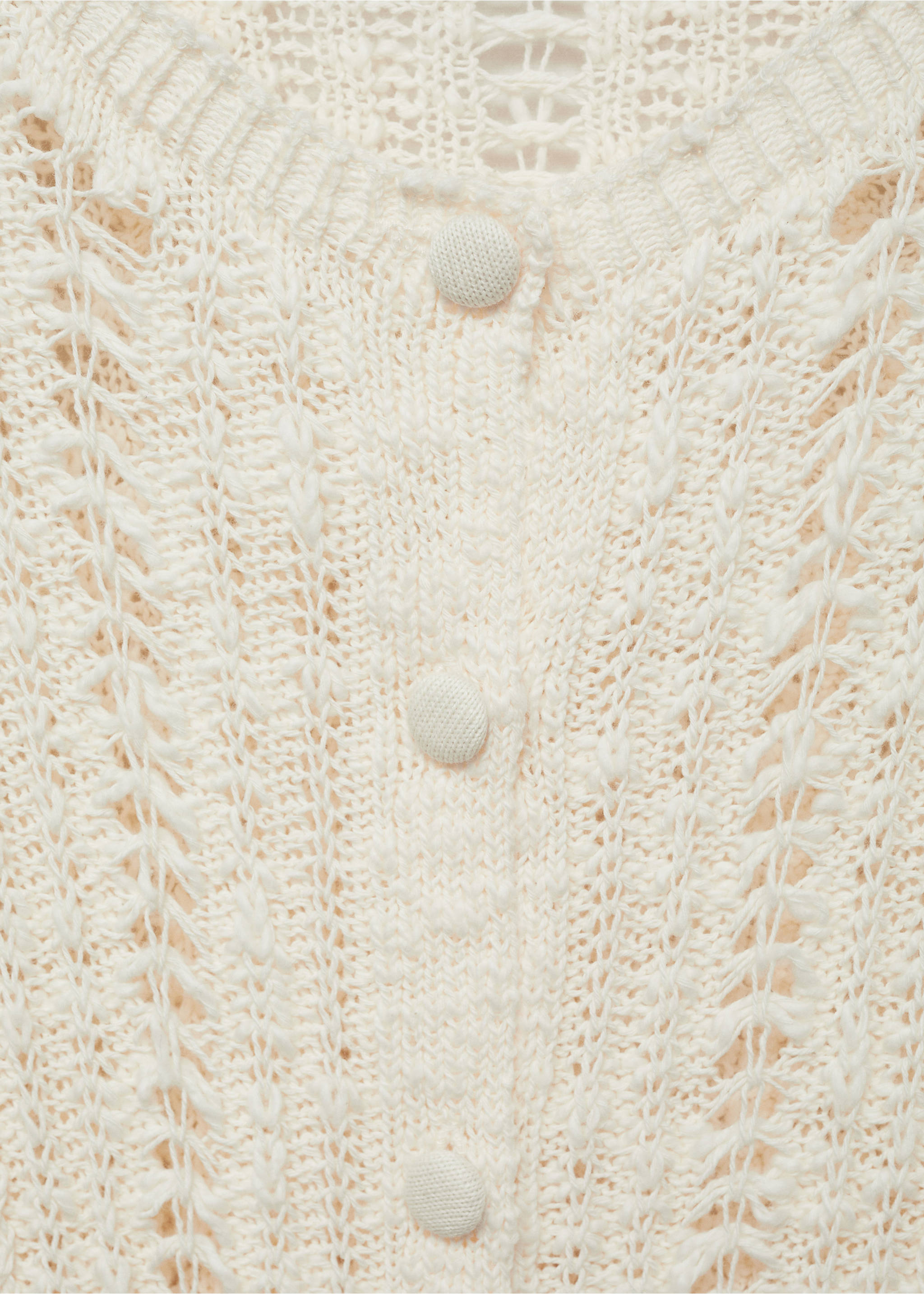 Openwork knit cardigan - Details of the article 8, Ecru. Ref: 17031184-00.