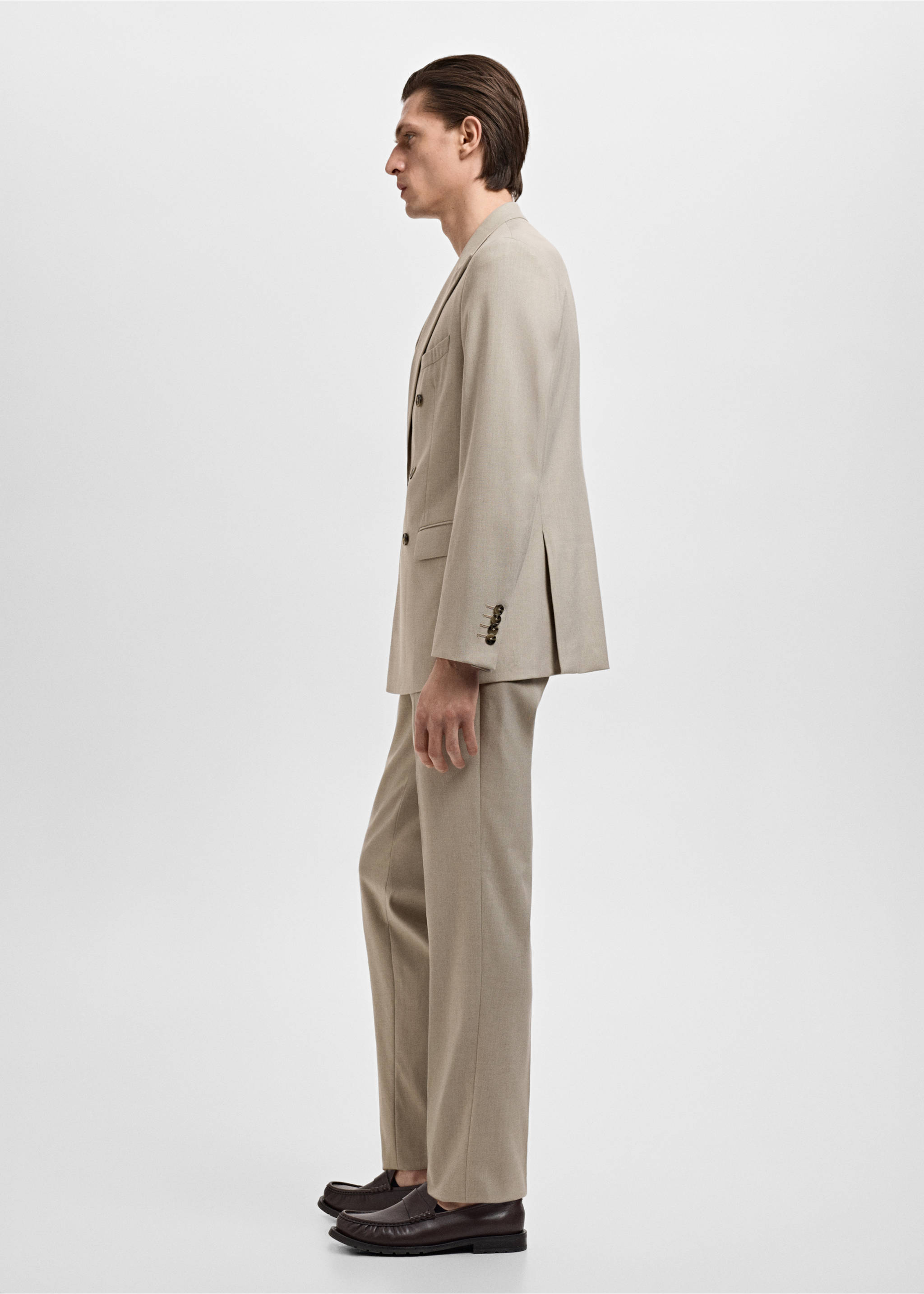 Monaco slim-fit suit trousers - Details of the article 2, Beige. Ref: 17031185-00.