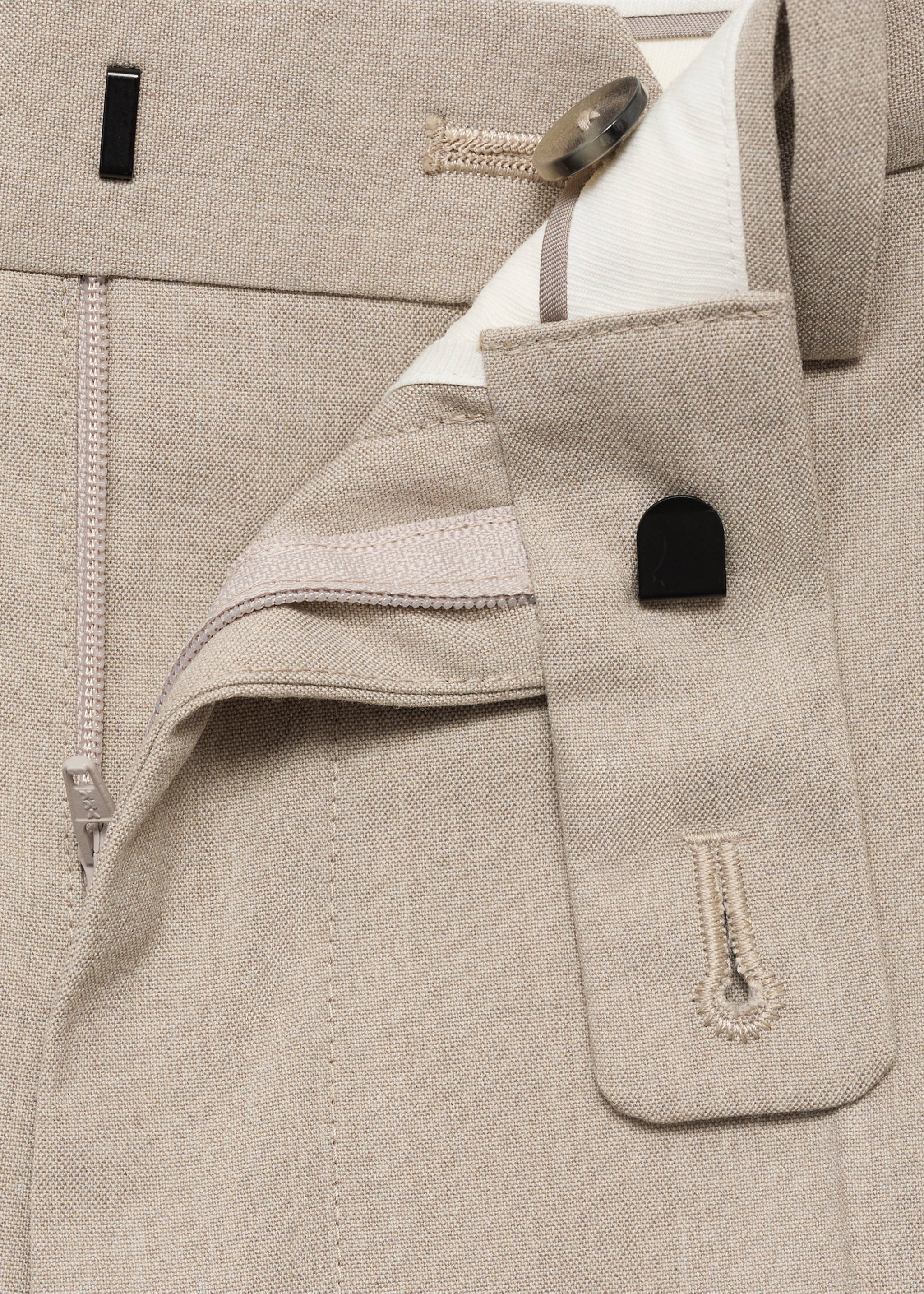 Monaco slim-fit suit trousers - Details of the article 8, Beige. Ref: 17031185-00.