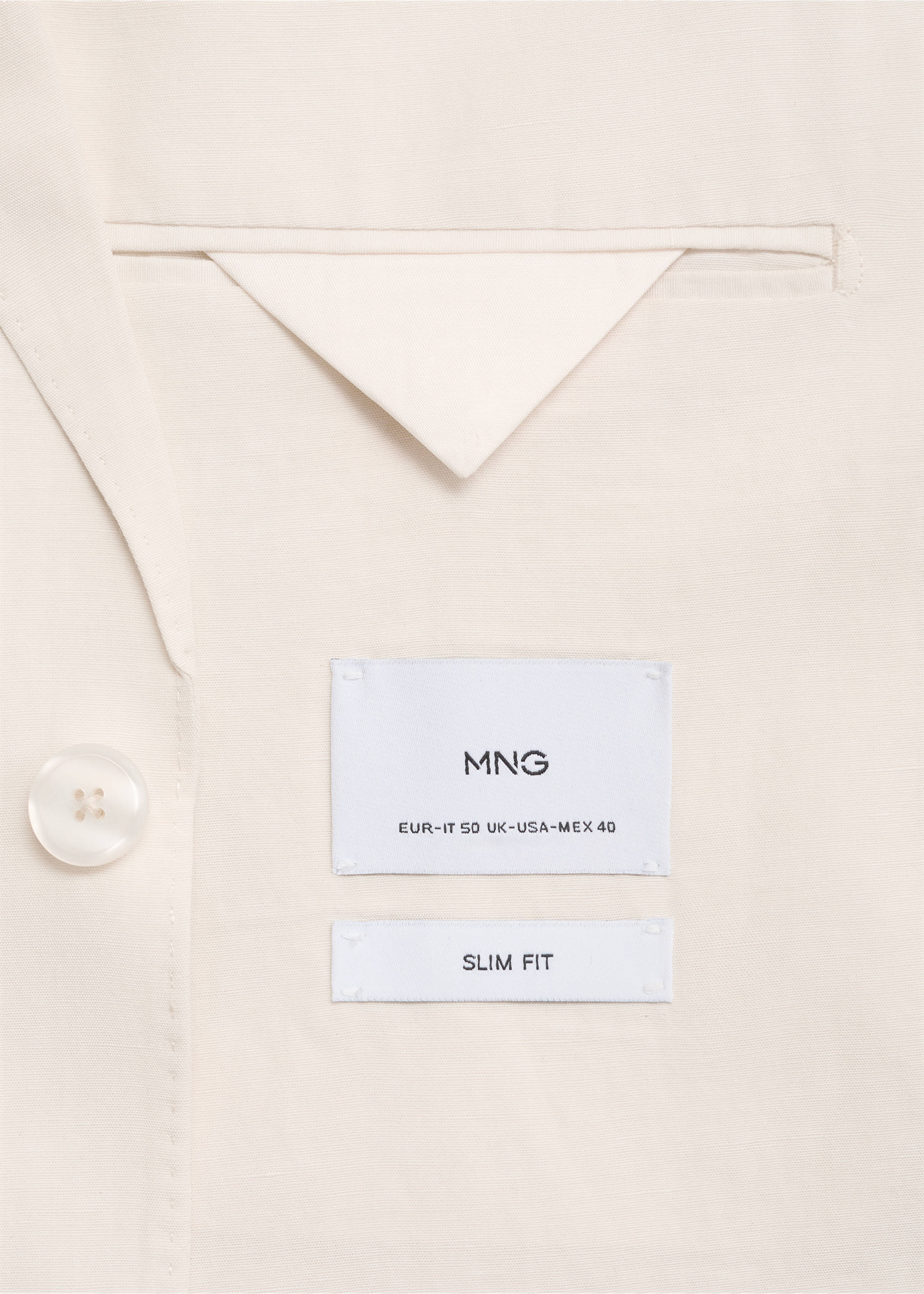 Slim-fit suit jacket made from a linen-lyocell blend - Details of the article 0, Ecru. Ref: 17031186-00.