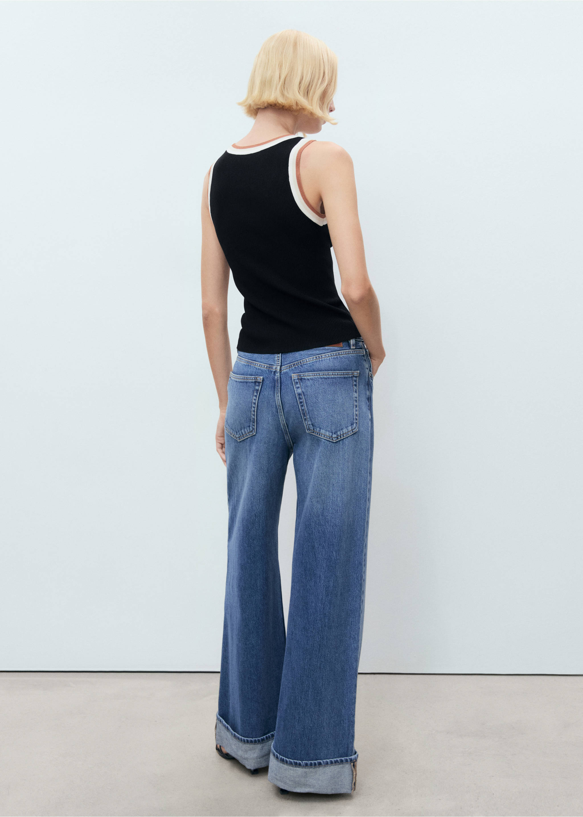 Knitted top with contrast details - Reverse of the article, Black. Ref: 17031187-00.