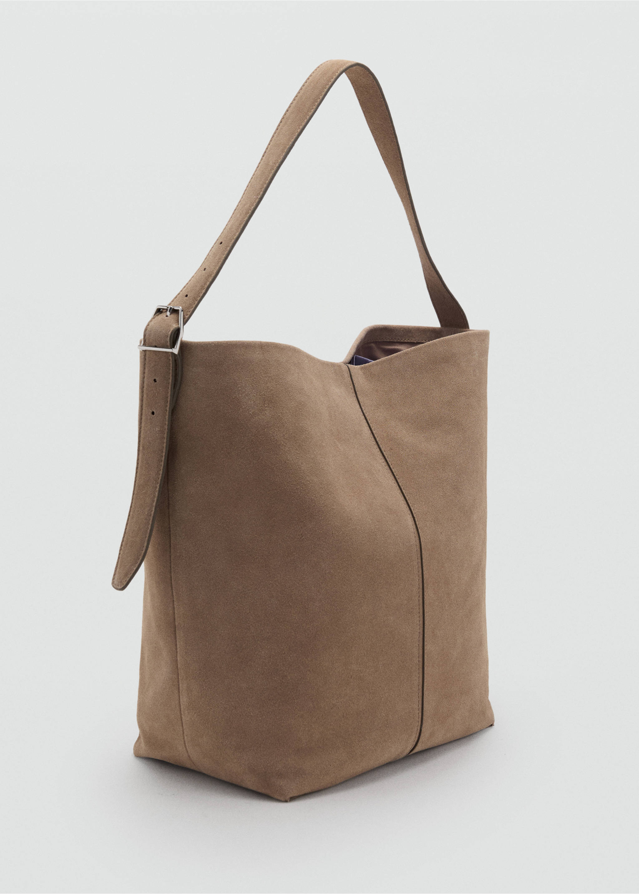 Bucket Bag aus Leder - Mittlere Ansicht, Sandfarben. Ref: 17031188-00.