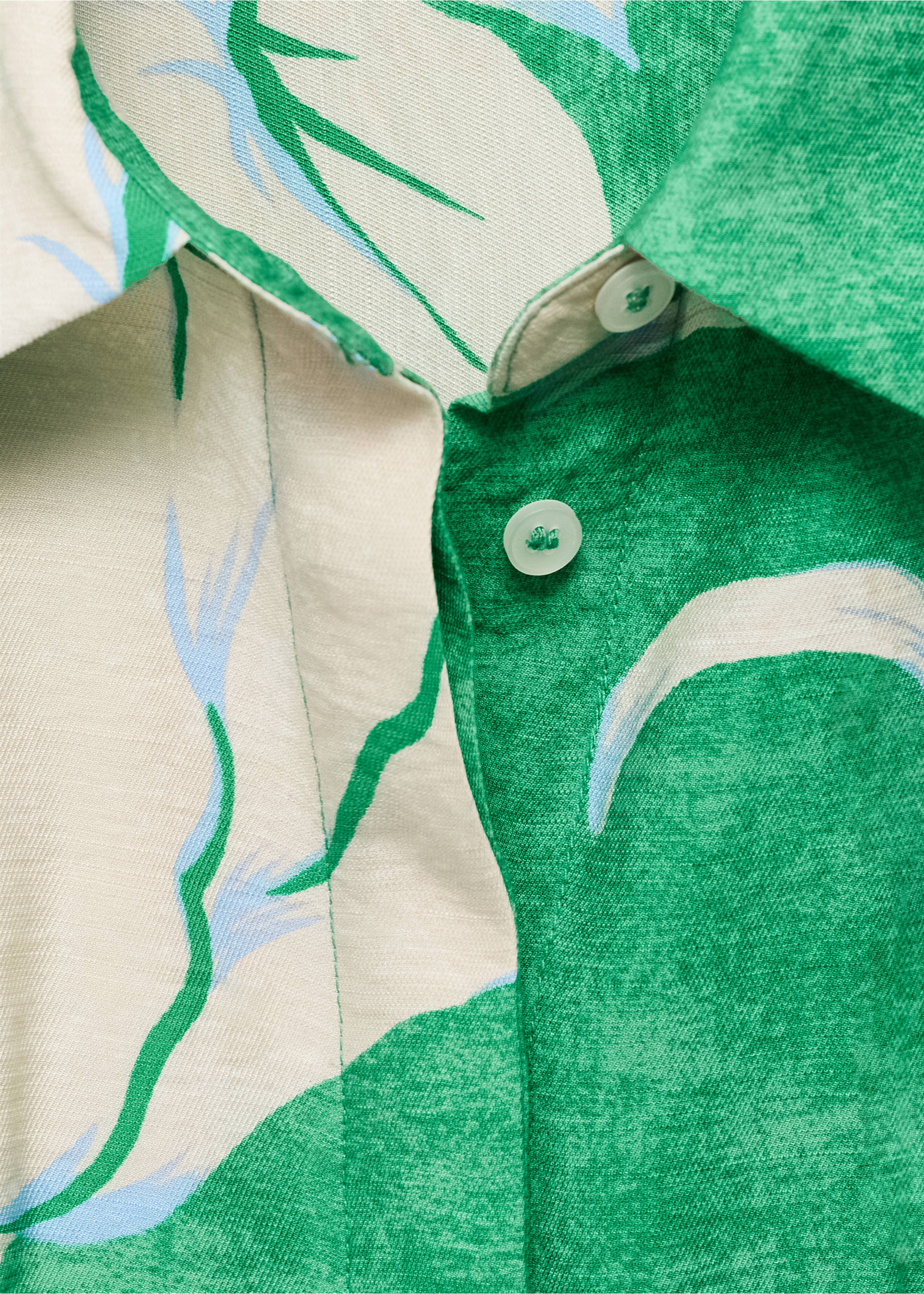 Belt printed dress - Details of the article 8, Green. Ref: 17031189-00.