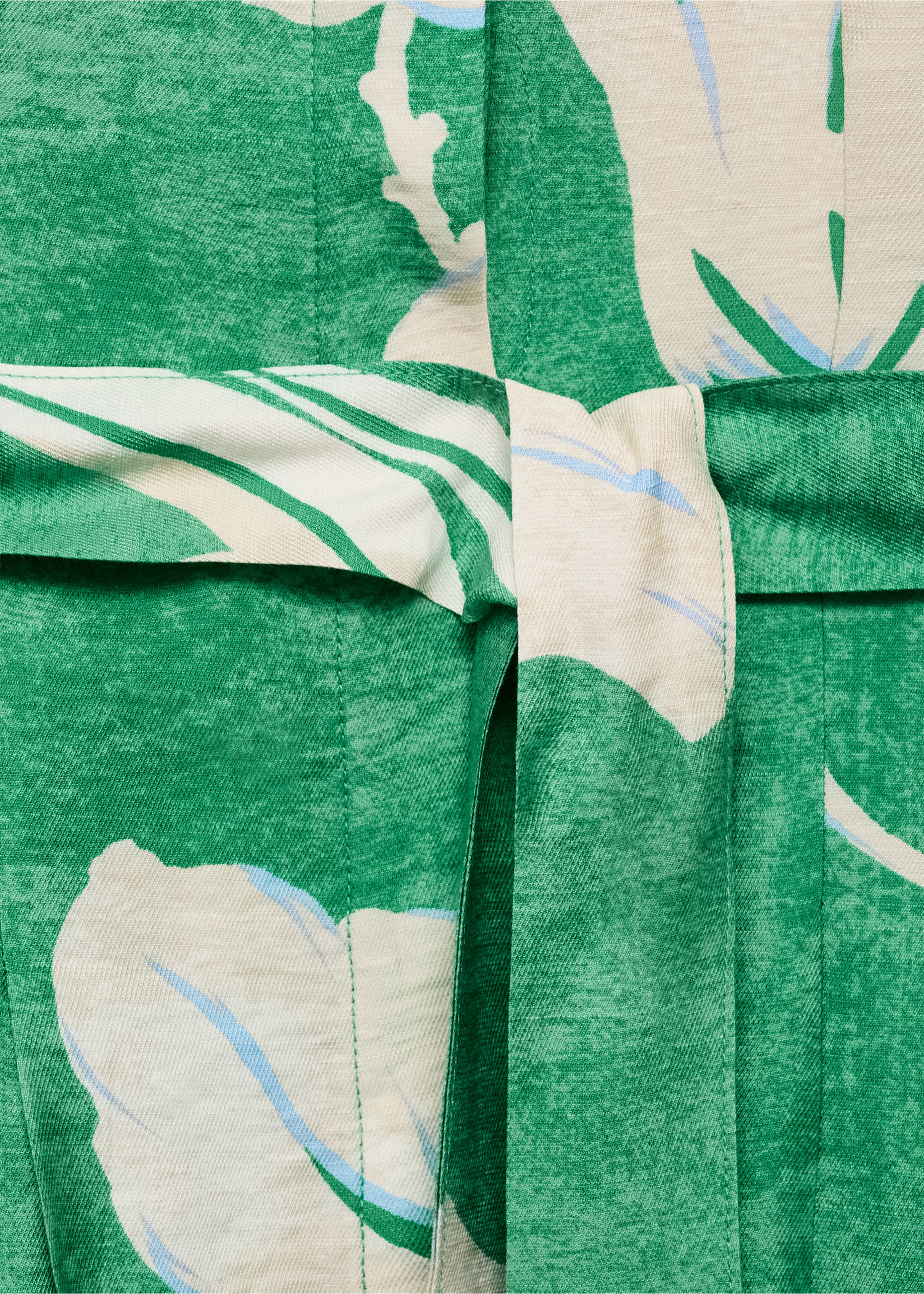 Belt printed dress - Details of the article 0, Green. Ref: 17031189-00.