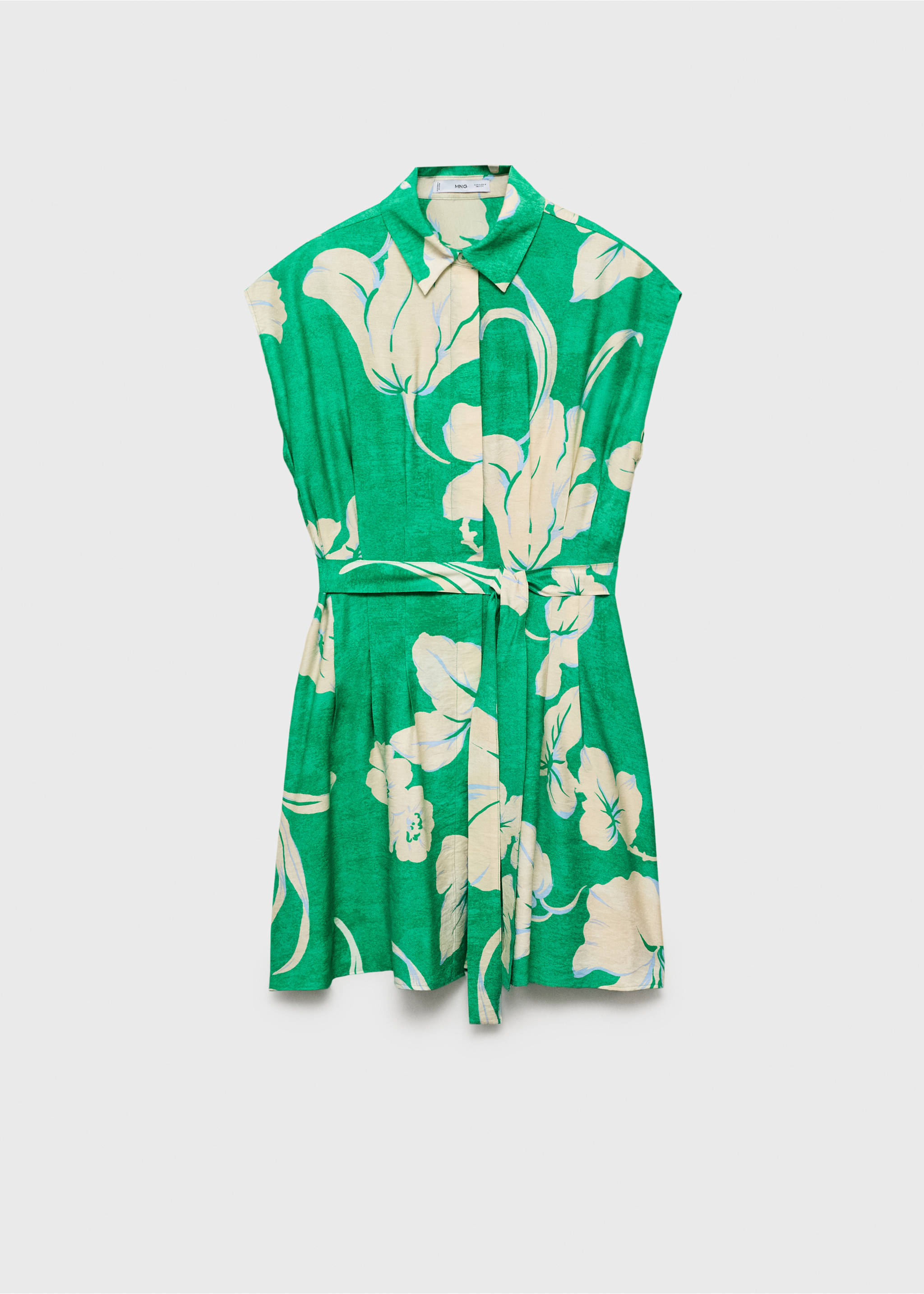 Belt printed dress - Article without model, Green. Ref: 17031189-00.