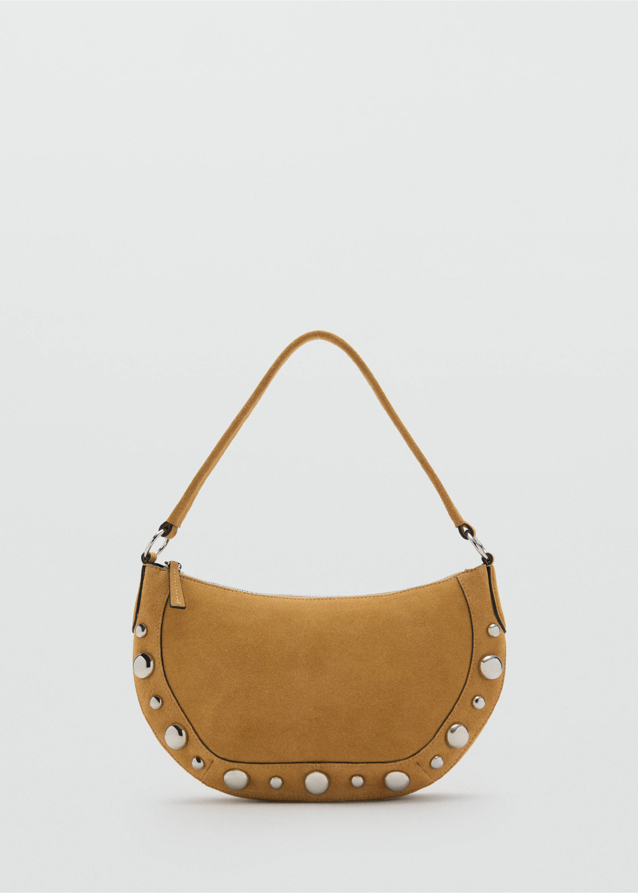 Suede leather studded handbag - Article without model, Mustard. Ref: 17031190-00.